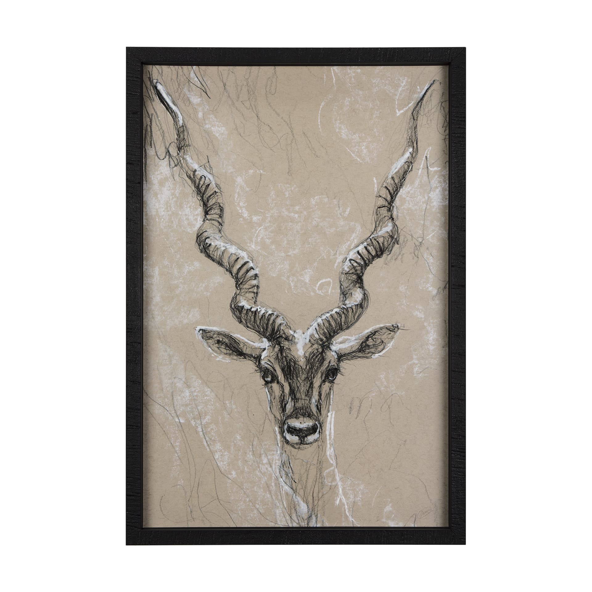 Sketch of Animal III (Antelope) Mercana Studio Hand Embellished Framed Art Print Matted under Glass — product photograph