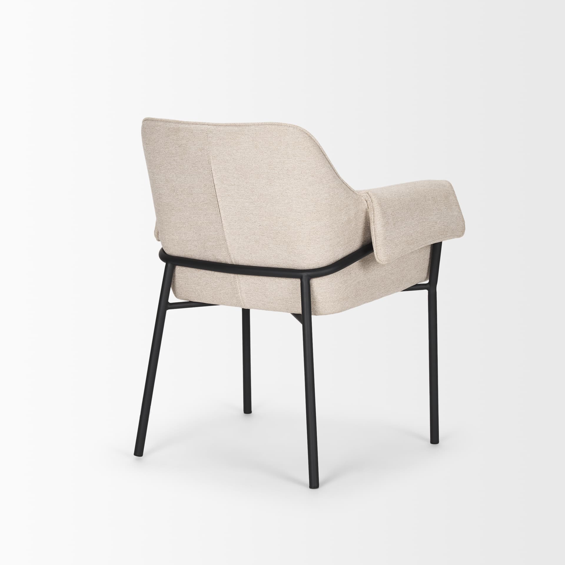 Brently Curved Back Dining Arm Chair | Oatmeal Fabric w/ Metal — product photograph