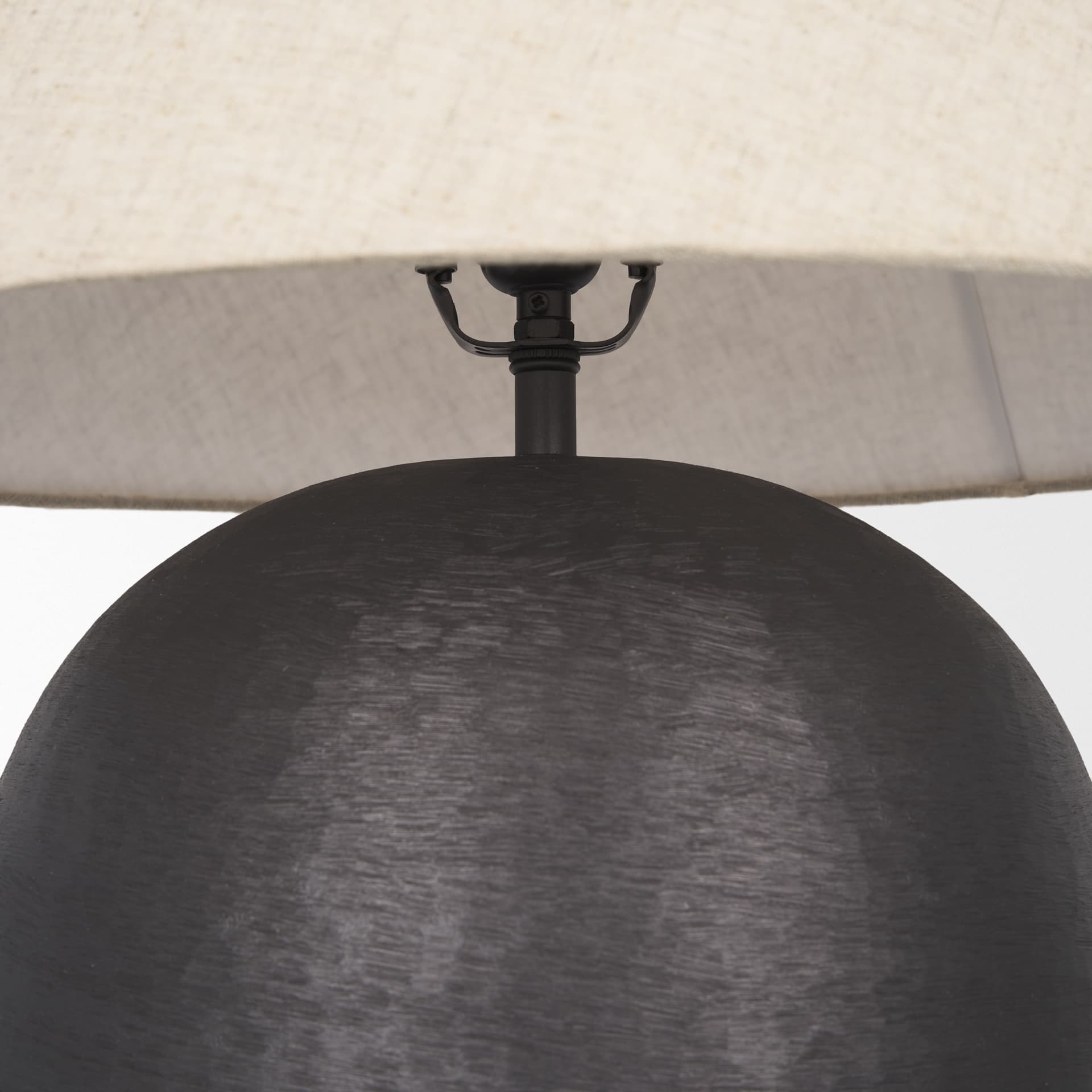 Sadiyah Black Brushed Metal w/ Beige Shade Table Lamp — product photograph