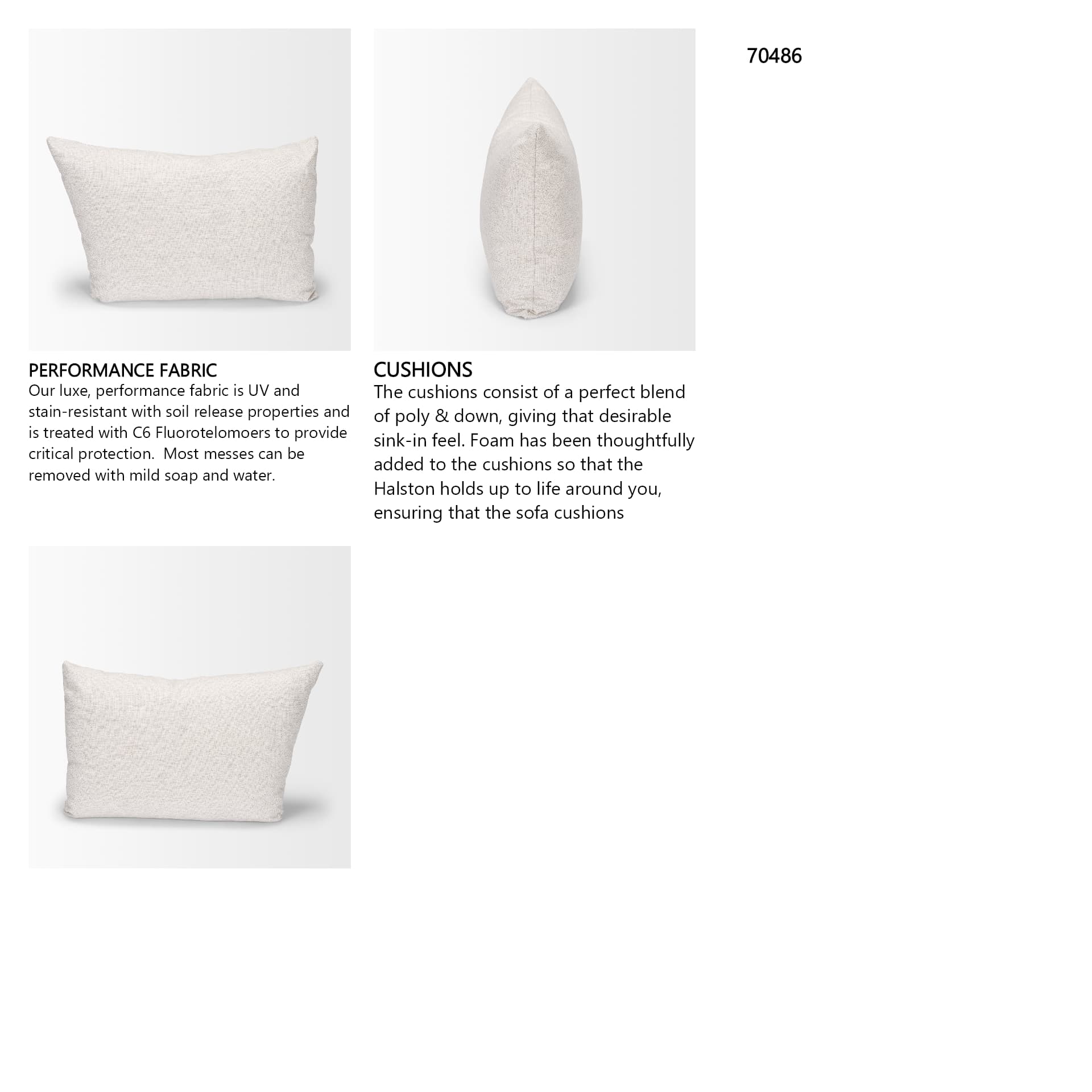Halston Arm Pillow in Oatmeal Performance Fabric — in a styled room