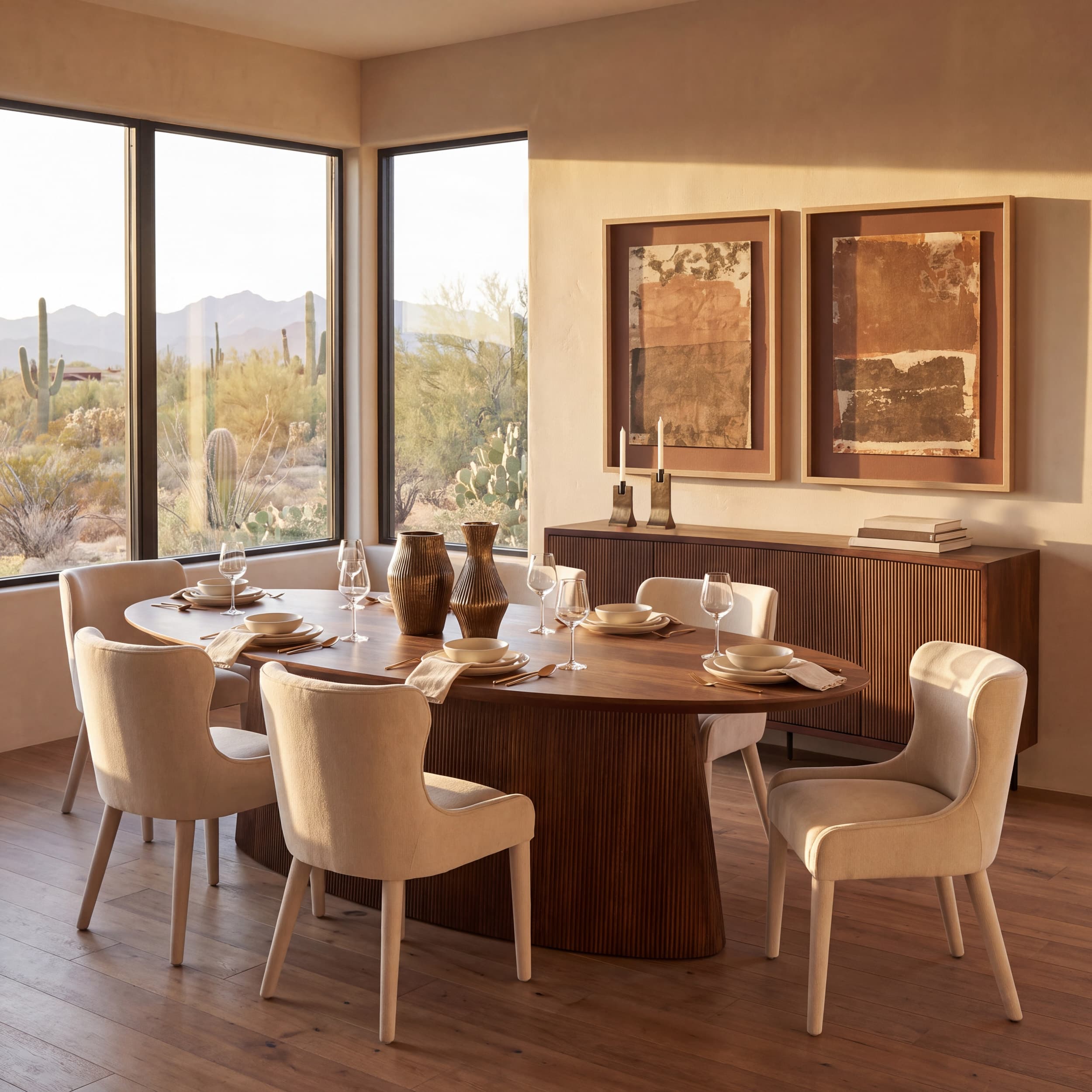 Lance 94"L x 50"W Oval Dining Table | Med Brown Wood | Seats 8 — product photograph