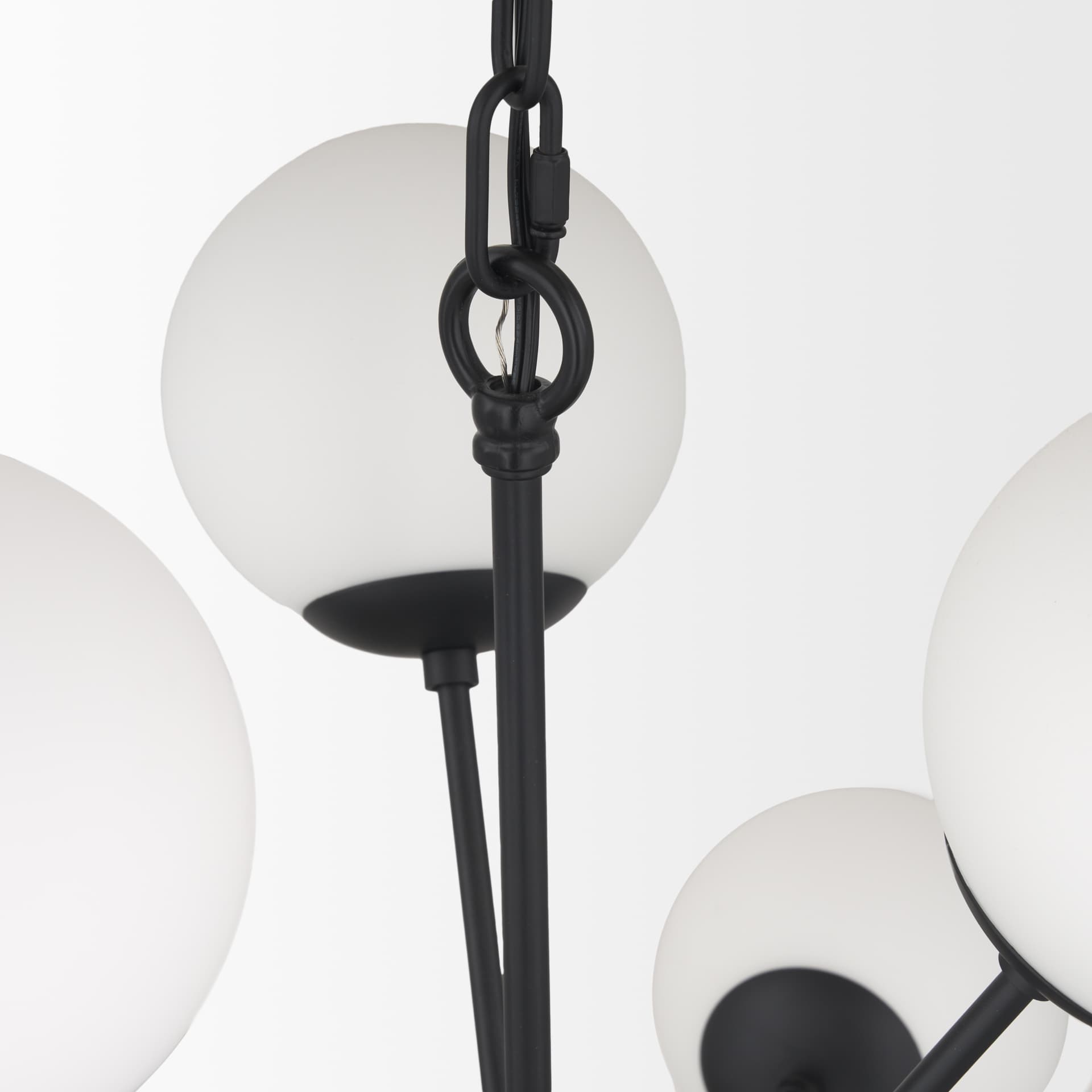 Barbara Matte Black Metal w/ Frosted Glass Globes 11-Light Chandelier — product photograph
