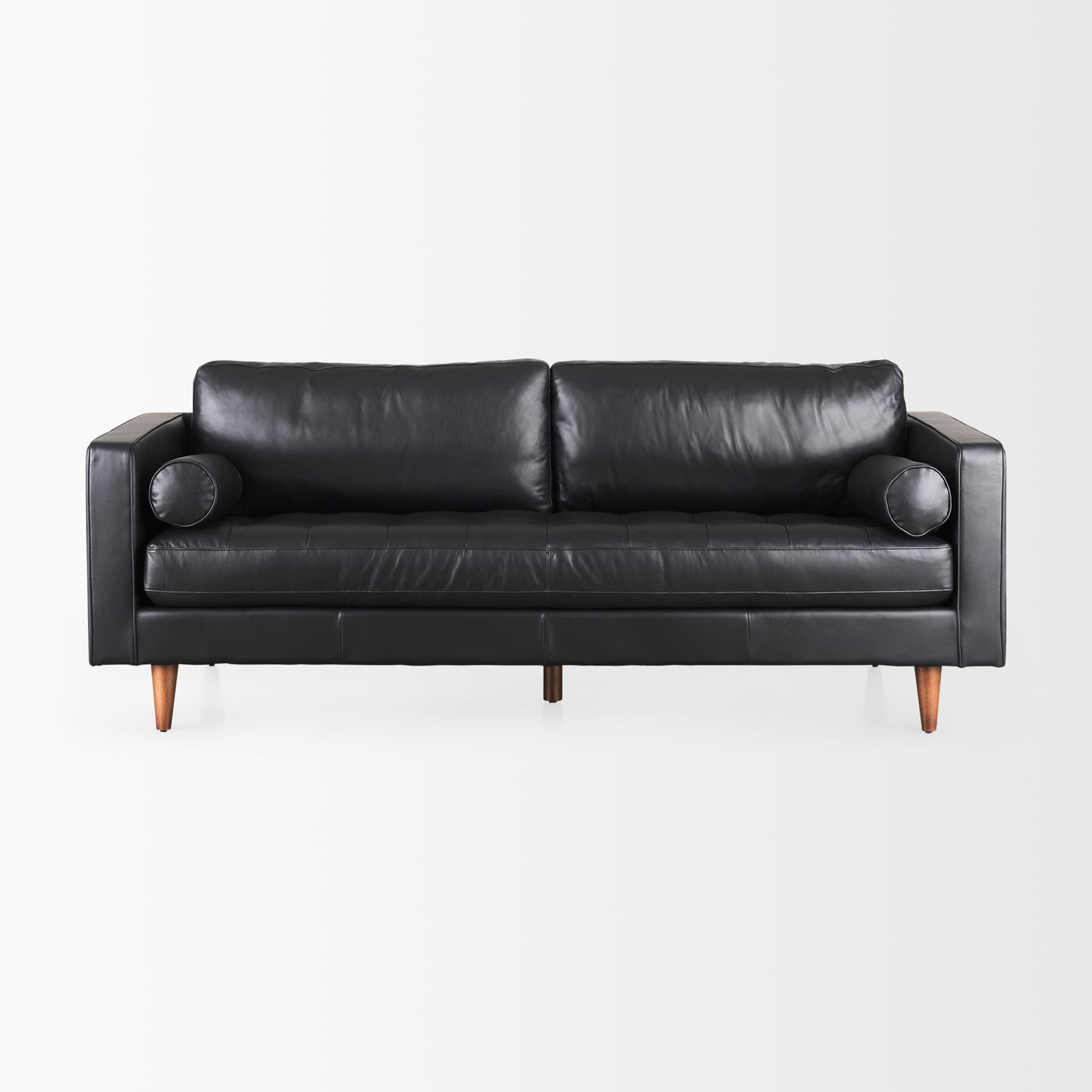 Svend 88.0L x 38.0W x 34.0H Black Leather Sofa — product photograph