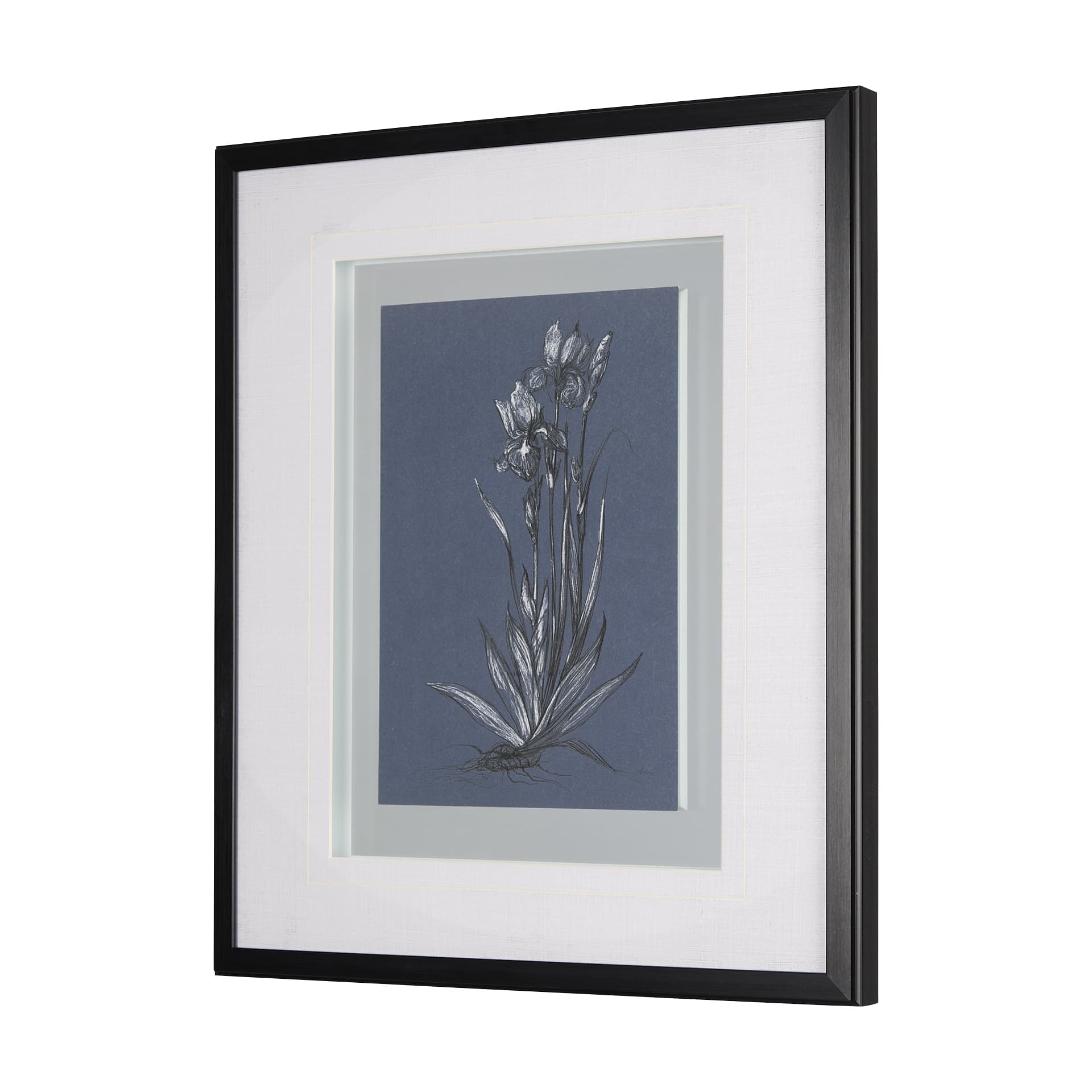 Botanical sketches IV (Blue) by Mercana Studio Hand Embellished Framed Art Print Matted under Glass — product photograph