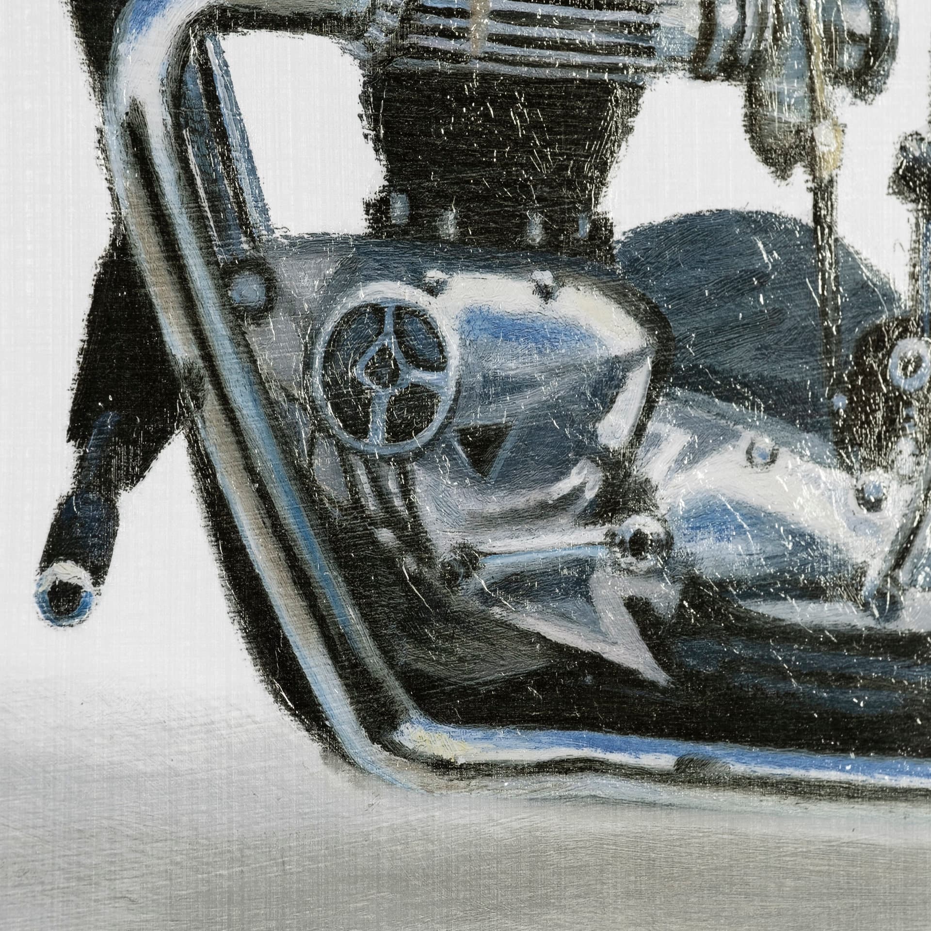Lets Roll White II by James Wiens a Hand Embellished Textured Framed Art Print Matted under Glass — product photograph