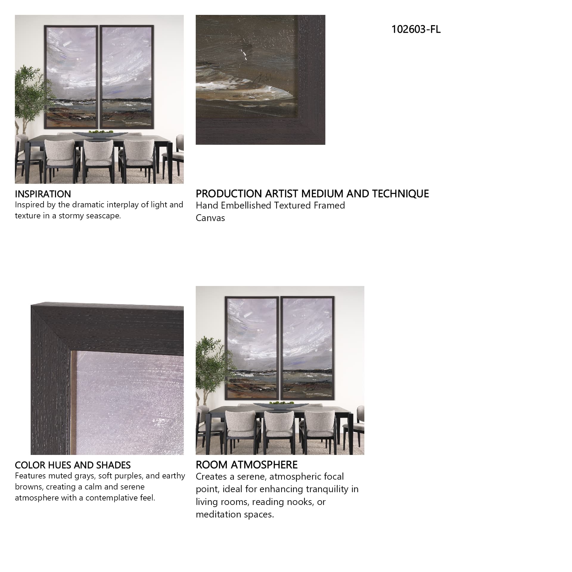 Grey Day II by Mercana Studio a Hand Embellished Textured Framed Canvas — in a styled room