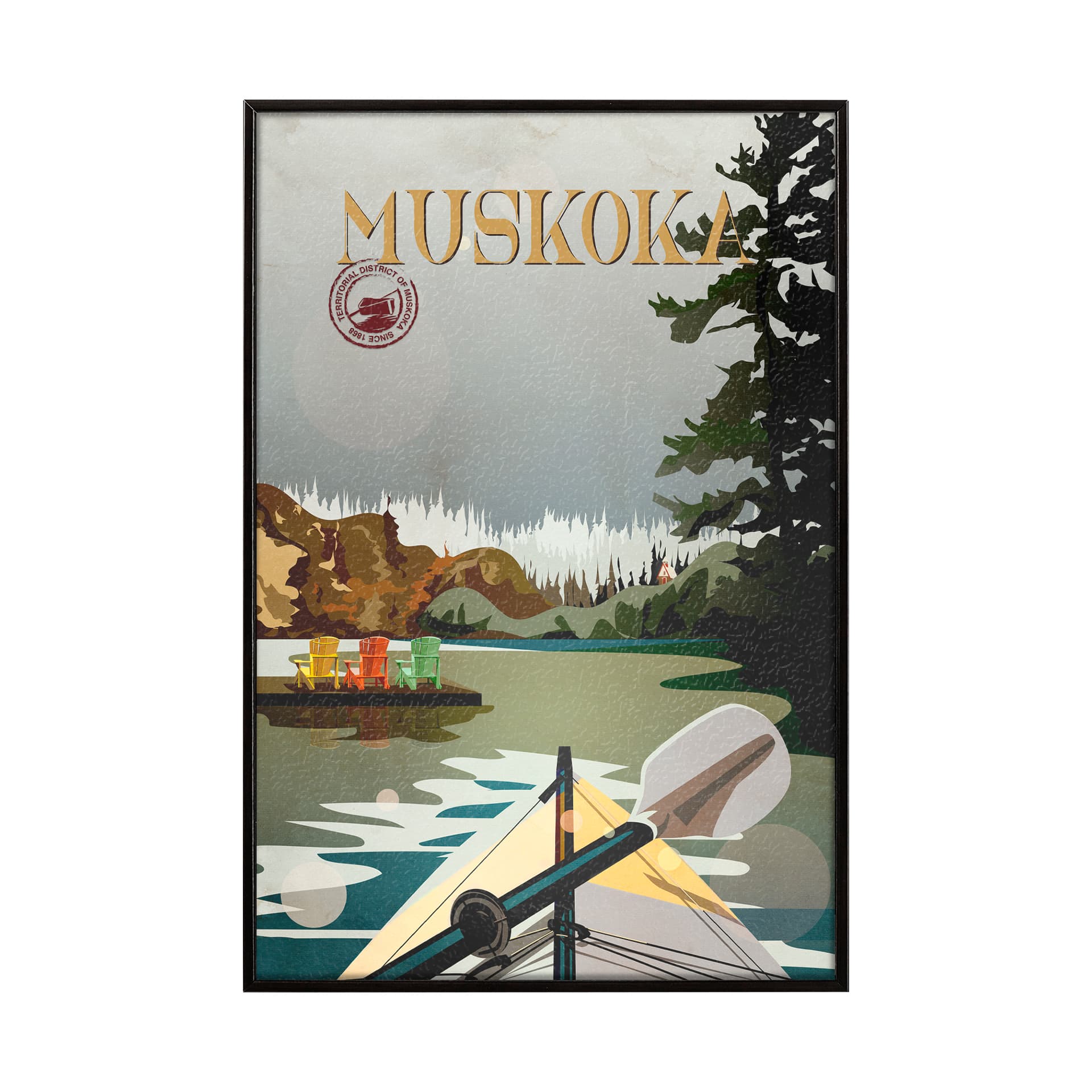 Muskoka Go Canada (SM) by Mercana Studio a Hand Embellished Decograph Framed Art Print — product photograph