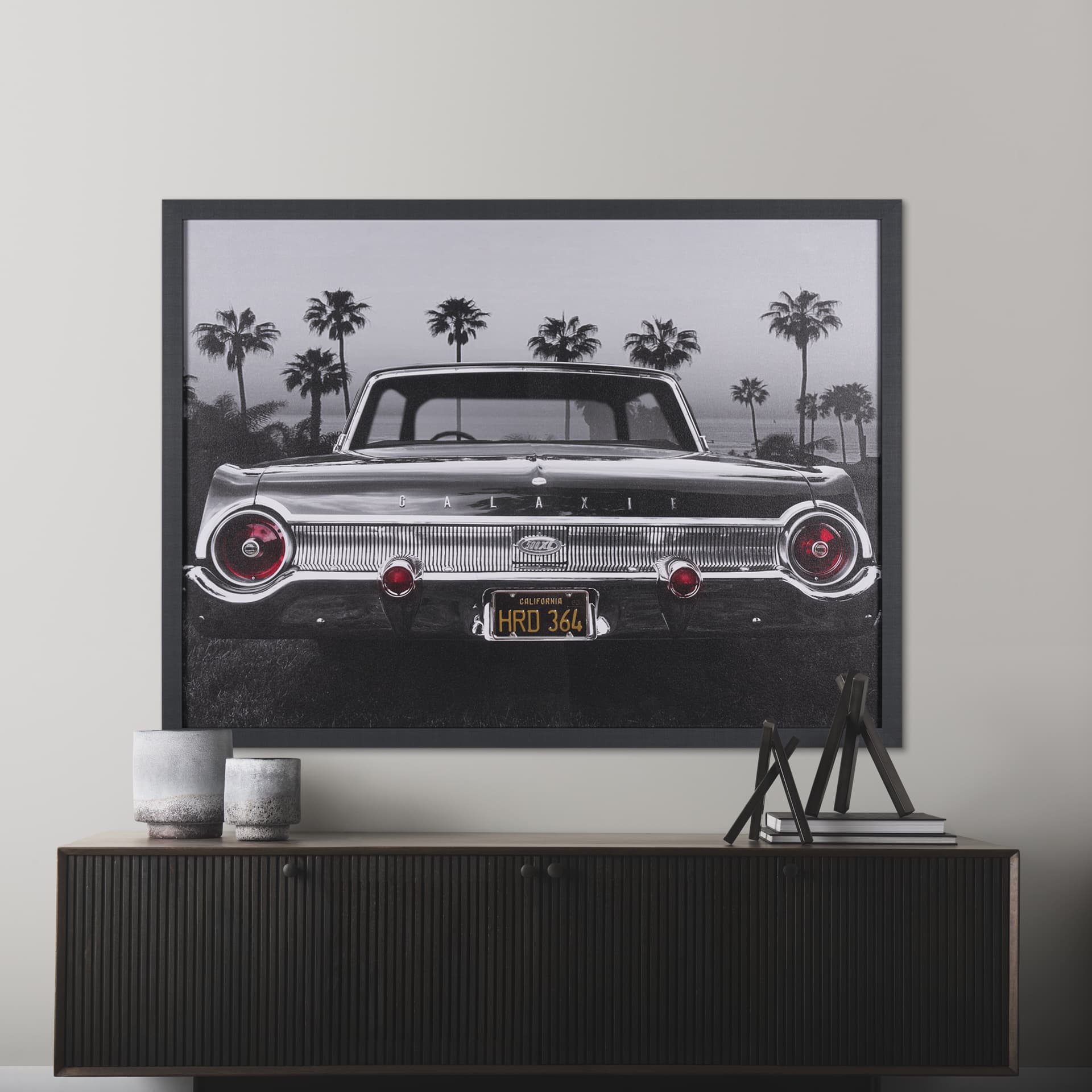 Ford Galaxy 500XL by Larry Butterworth a Hand Embellished Framed Photo Art Print — in a styled room