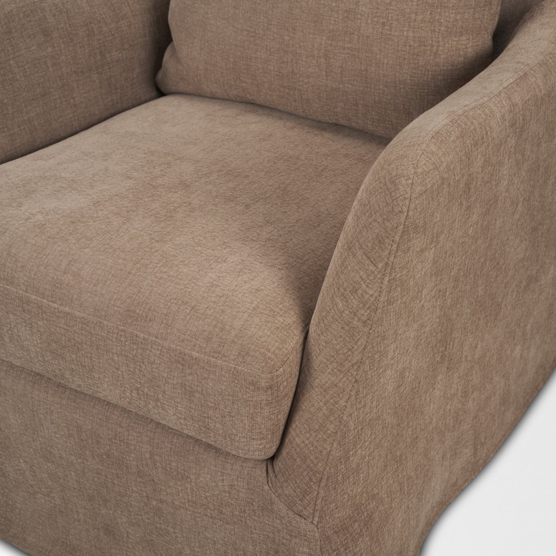 Ellington Slipcovered Slope Arm Swivel Accent Chair | Stonewashed Latte Fabric — product photograph