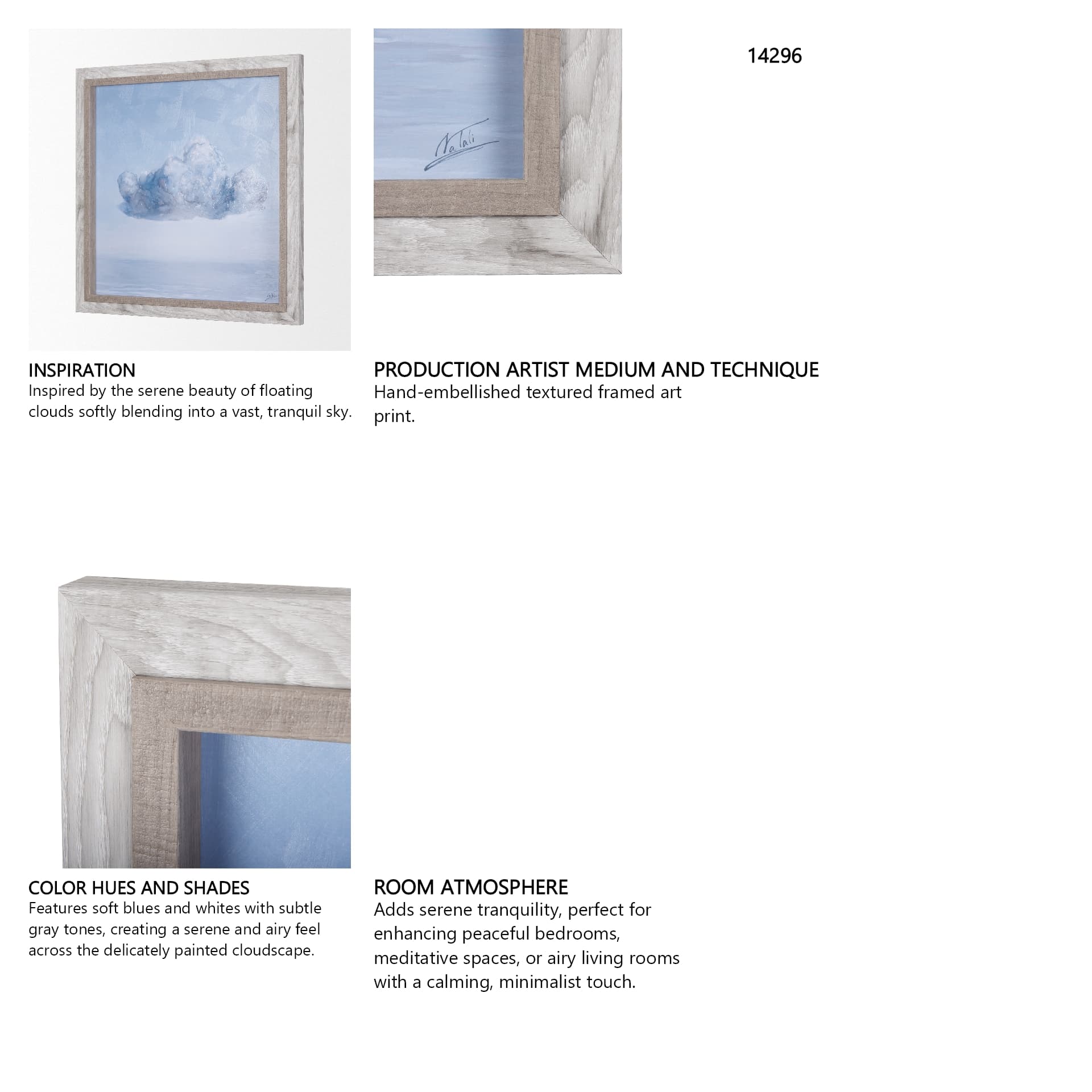 Day cloud I by Mercana Studio a Hand Embellished Textured Framed Art Print — in a styled room