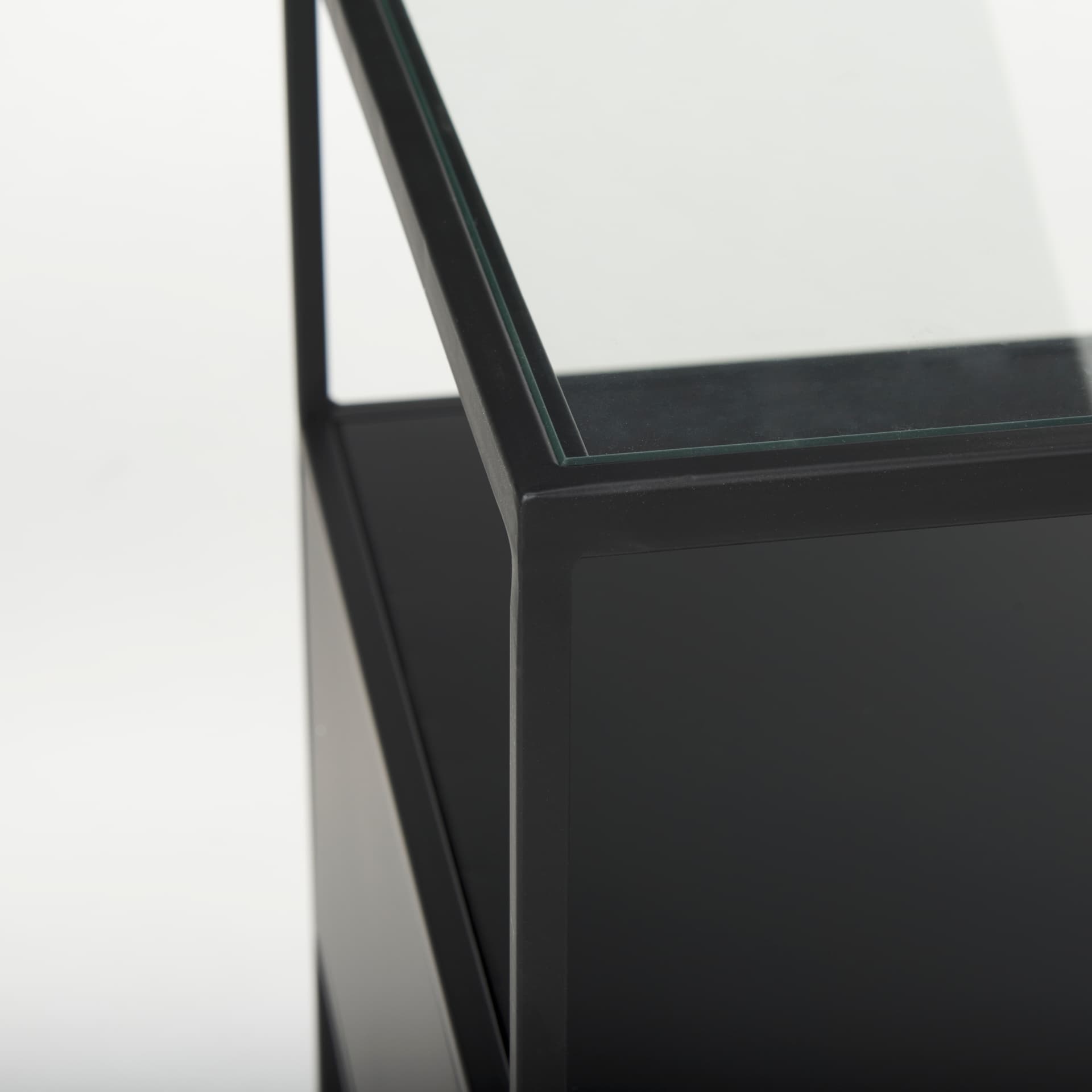 Samson 15.7L x 15.7W x 21.3H Side Table Matte Black Metal and Glass — product photograph