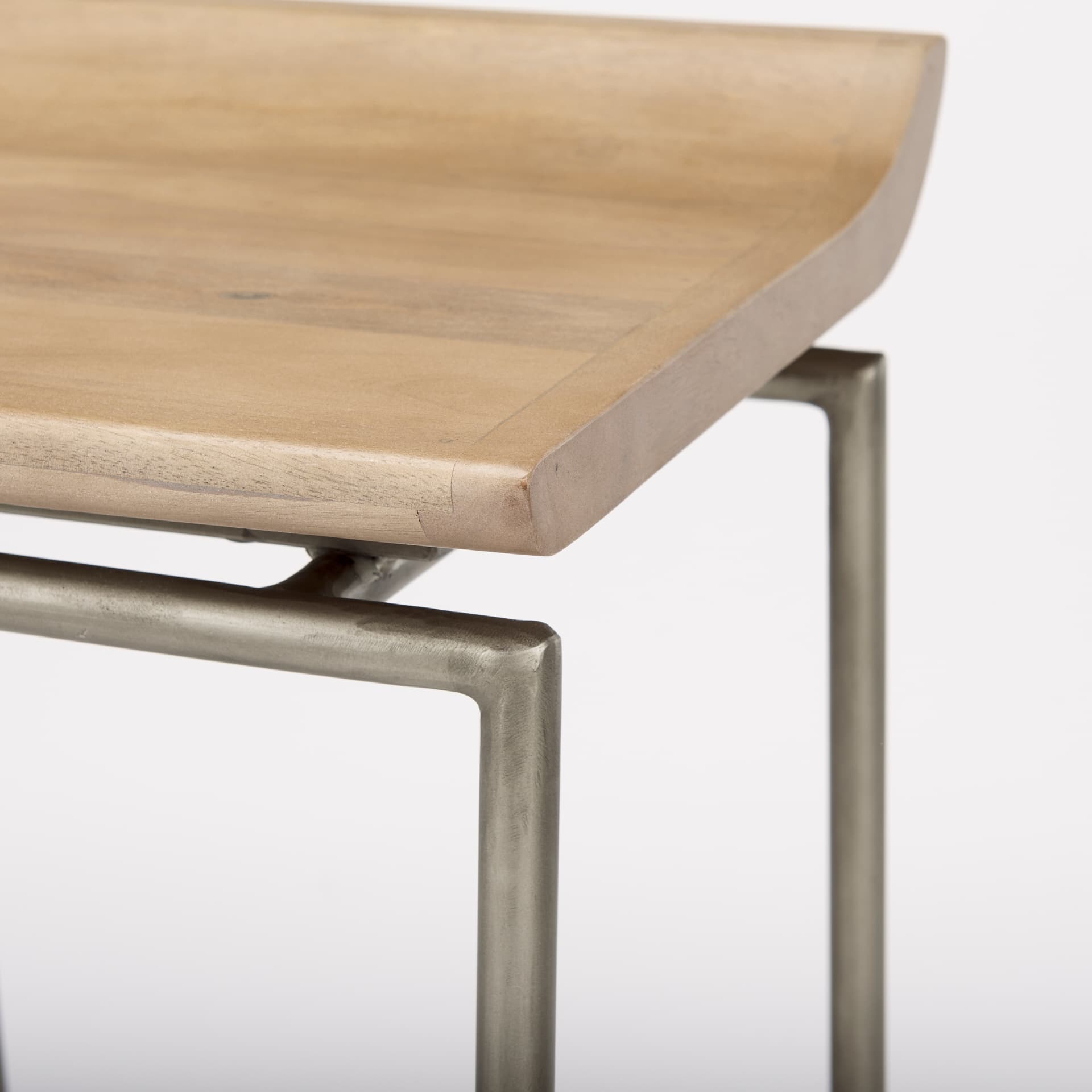 Givens Low Back 26in Seat Counter Stool | Brown Wood w/ Silver Metal — product photograph