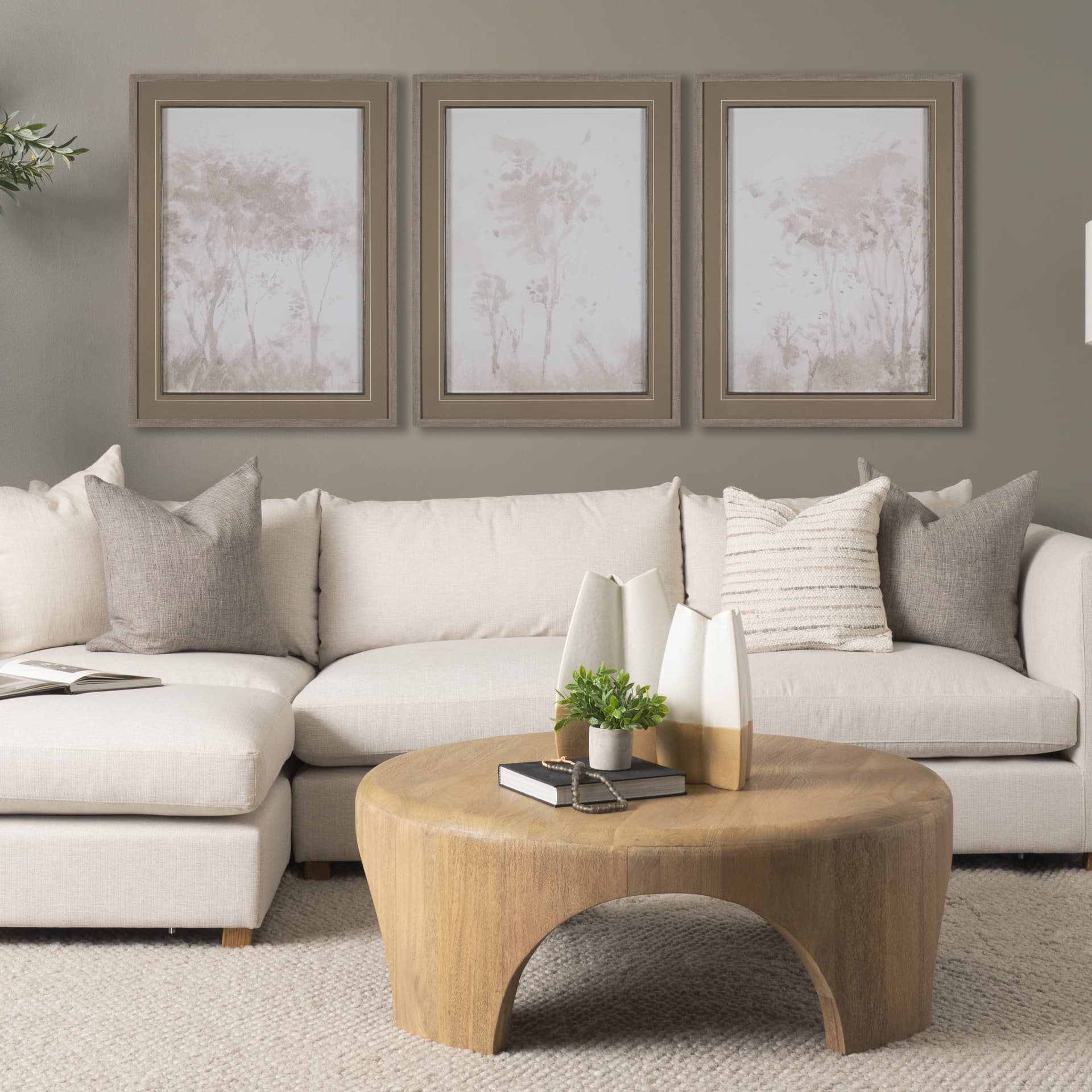 Quiet Canopy III by Mercana Studio Hand-Embellished Framed Artwork Matted under Glass — in a styled room