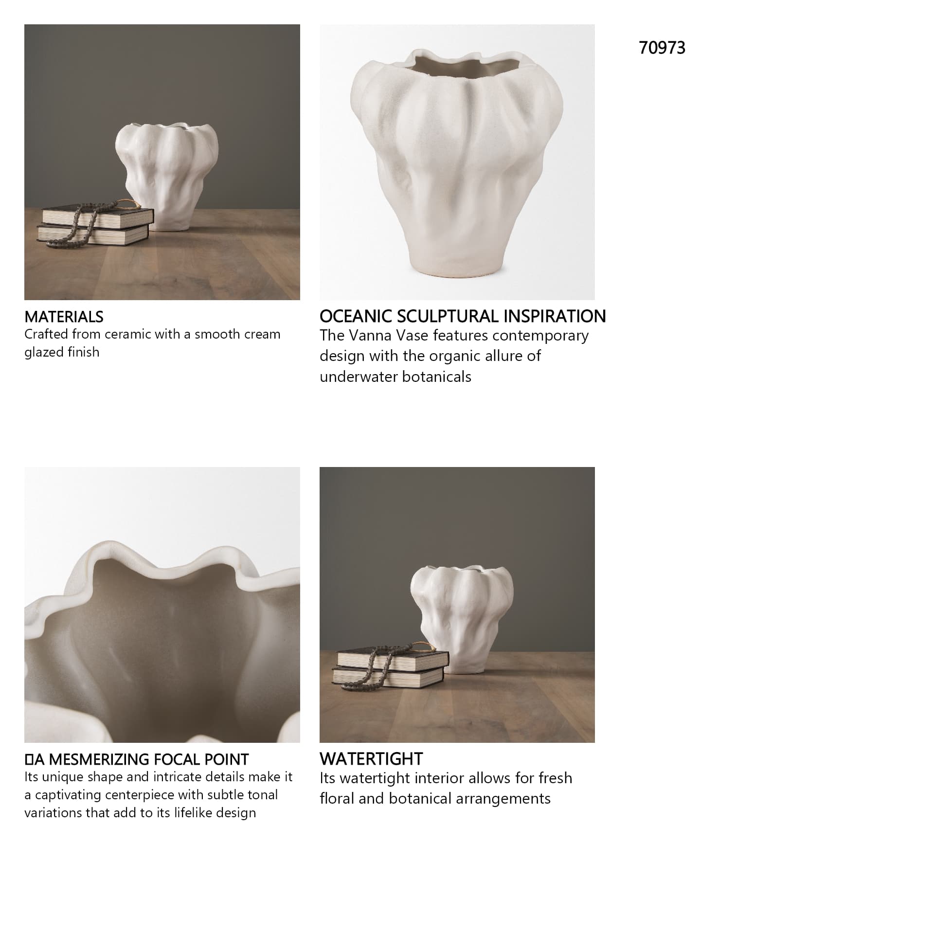 Vanna Sculptural Cream Glazed Ceramic Vase — in a styled room