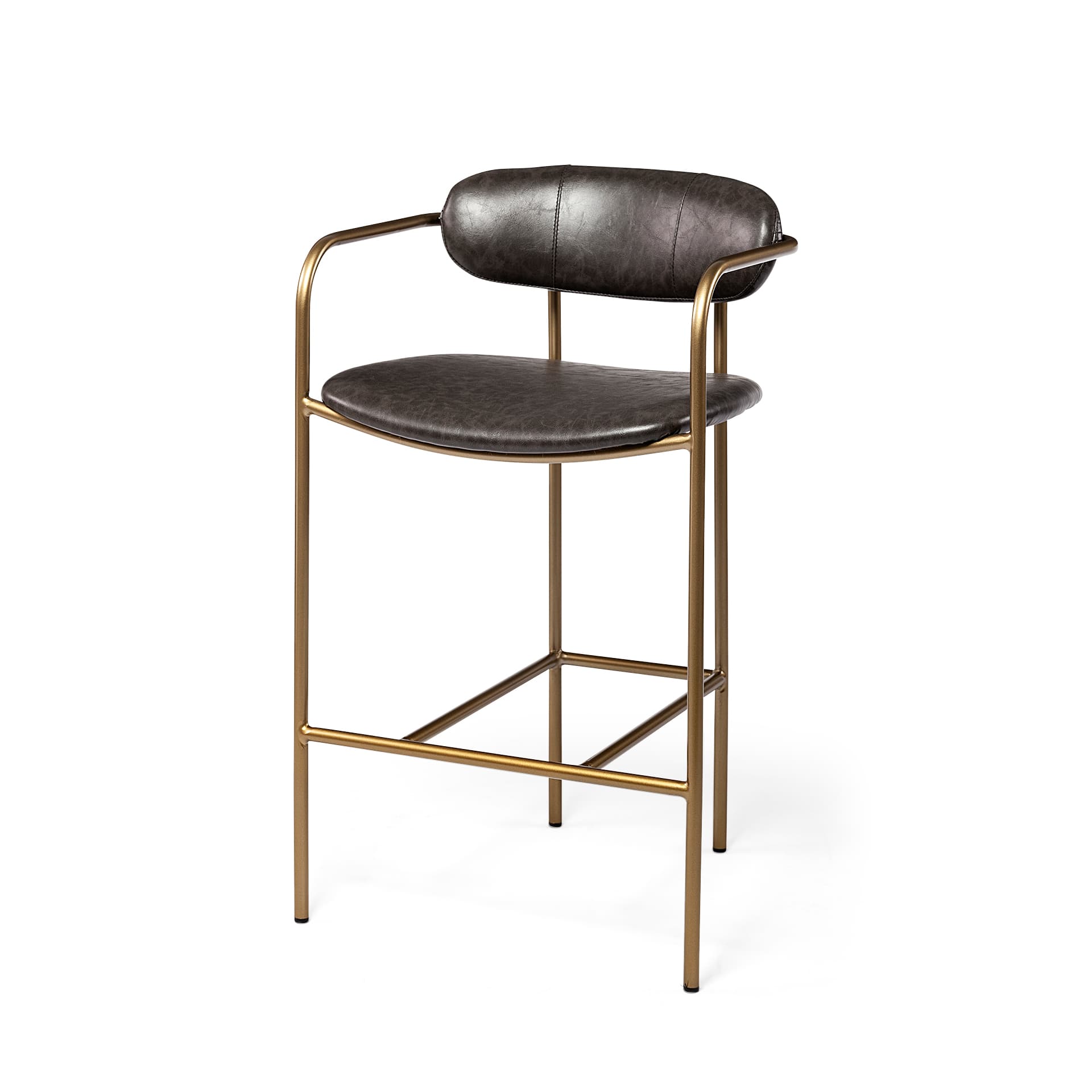 Parker Low Back 26.5in Seat Counter Stool | Brown Faux Leather — product photograph