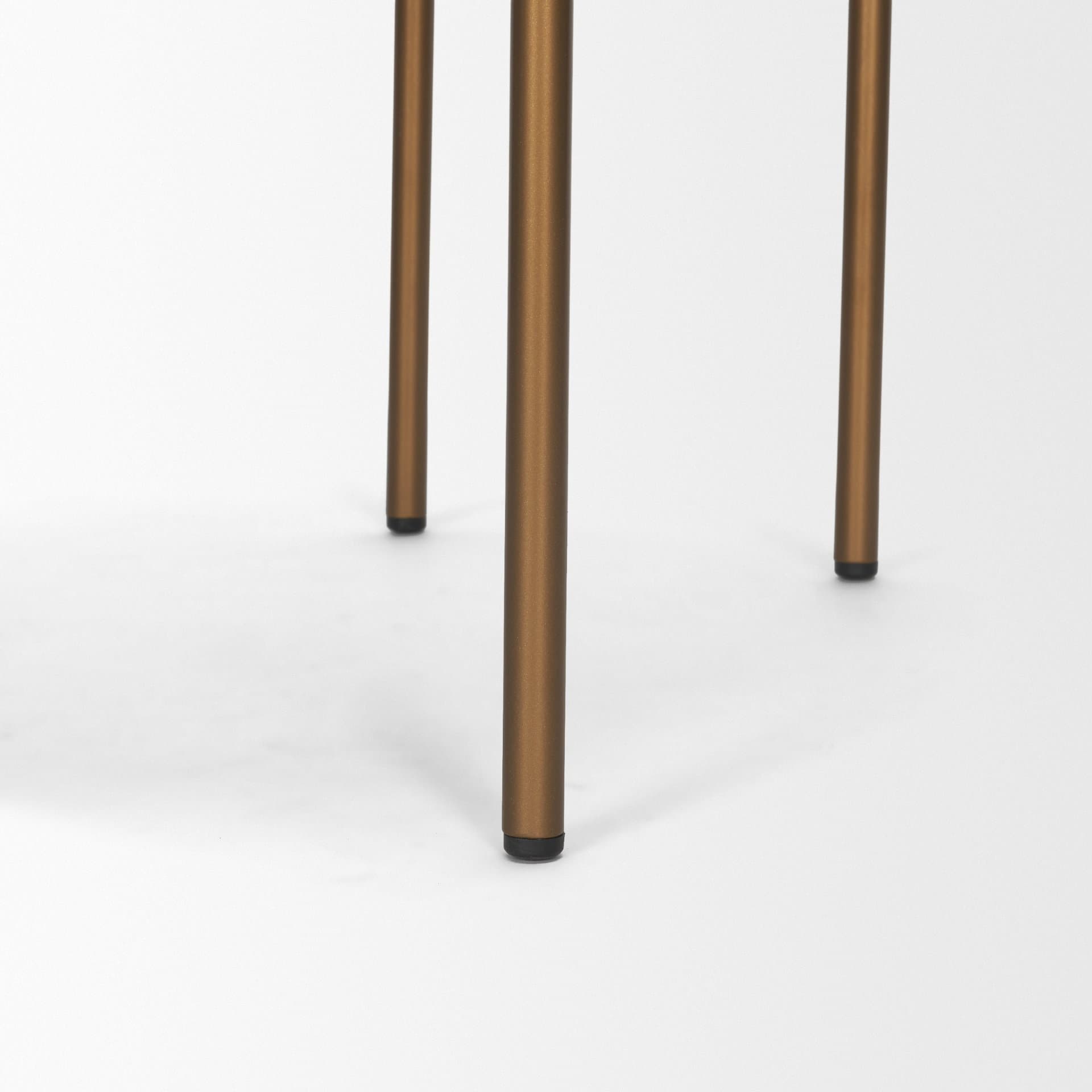Parker Curved Back Dining Arm Chair | Brown Leather w/ Gold Metal — product photograph