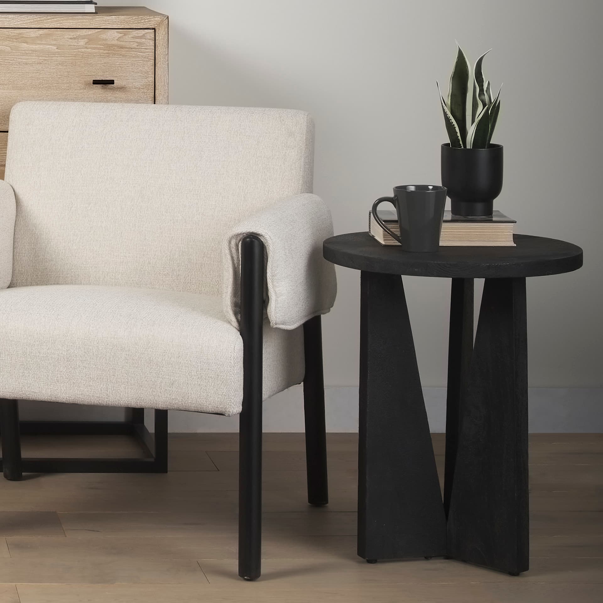 Mattius Black Wood Accent Table — product photograph