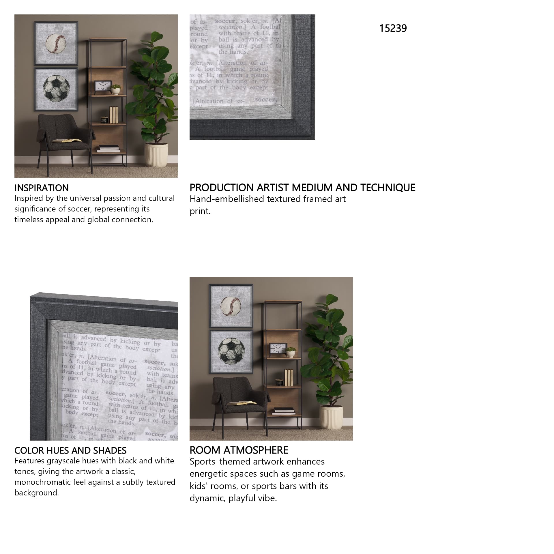 Definition of Sport II by Mercana Studio a Hand Embellished Textured Framed Art Print — in a styled room