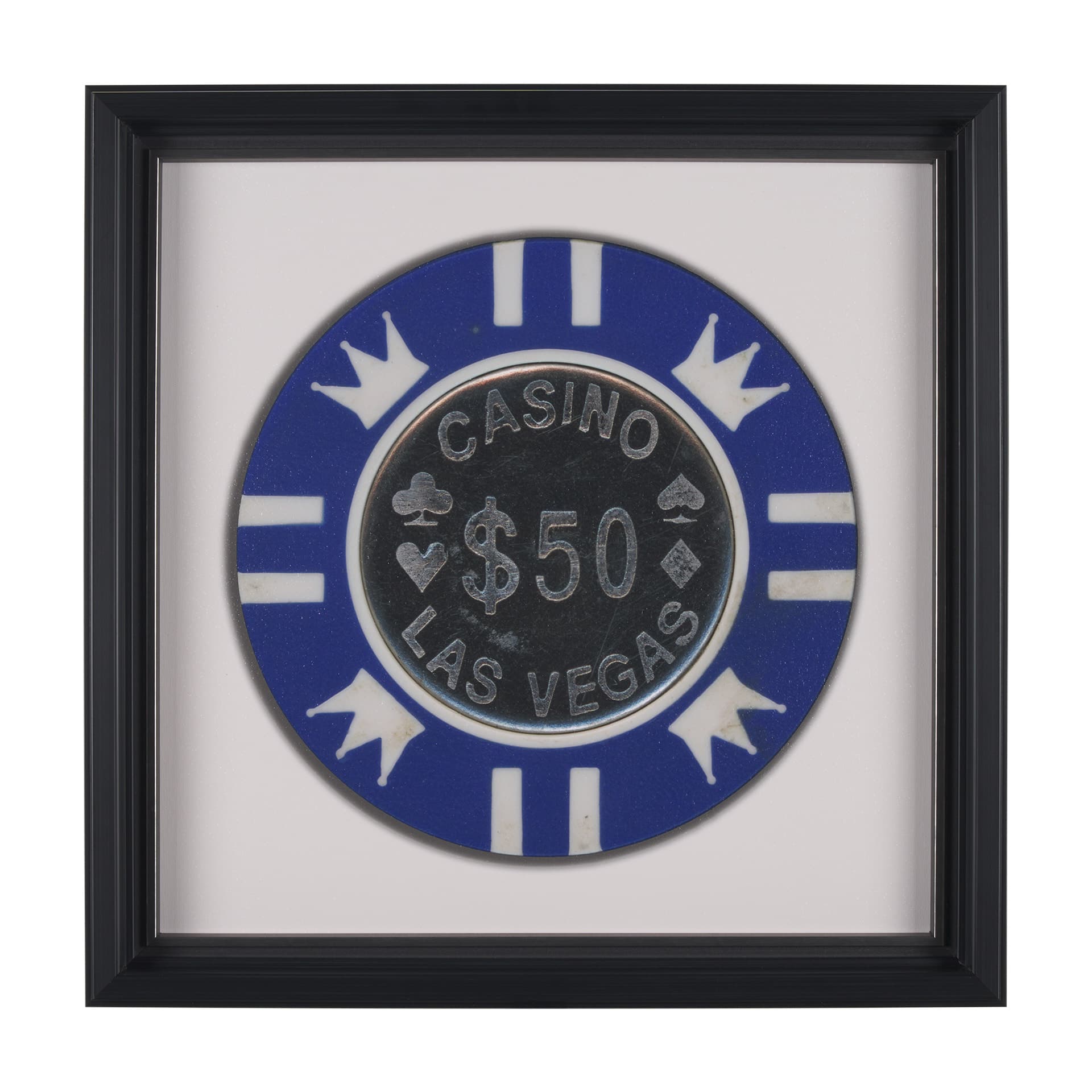 Casino 50 Dollar Vegas Poker Chip By Zap Studio Framed Art Photograph Print under Glass — product photograph