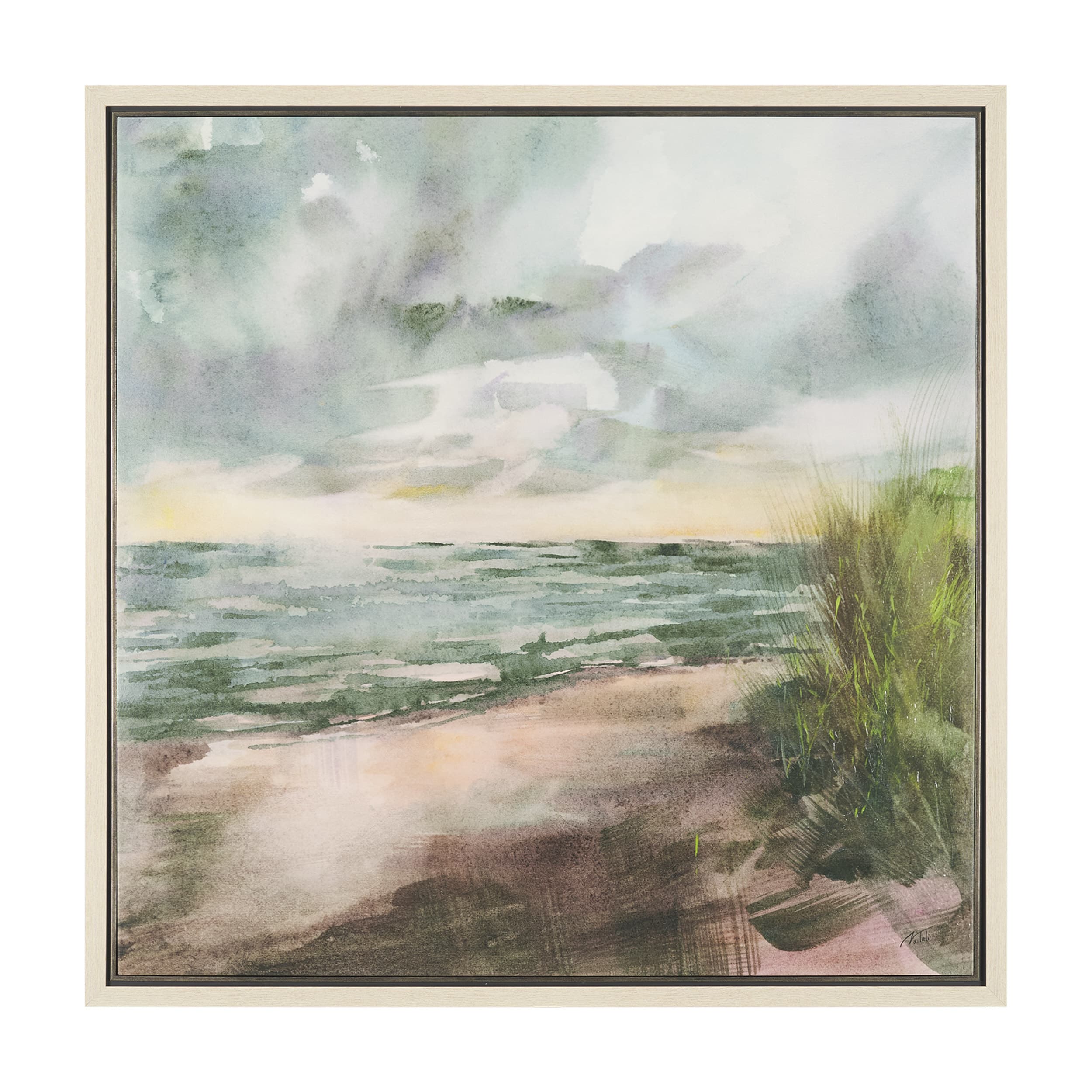 Beach View II by Mercana Studio Hand-Embellished Textured Framed Canvas Artwork — product photograph