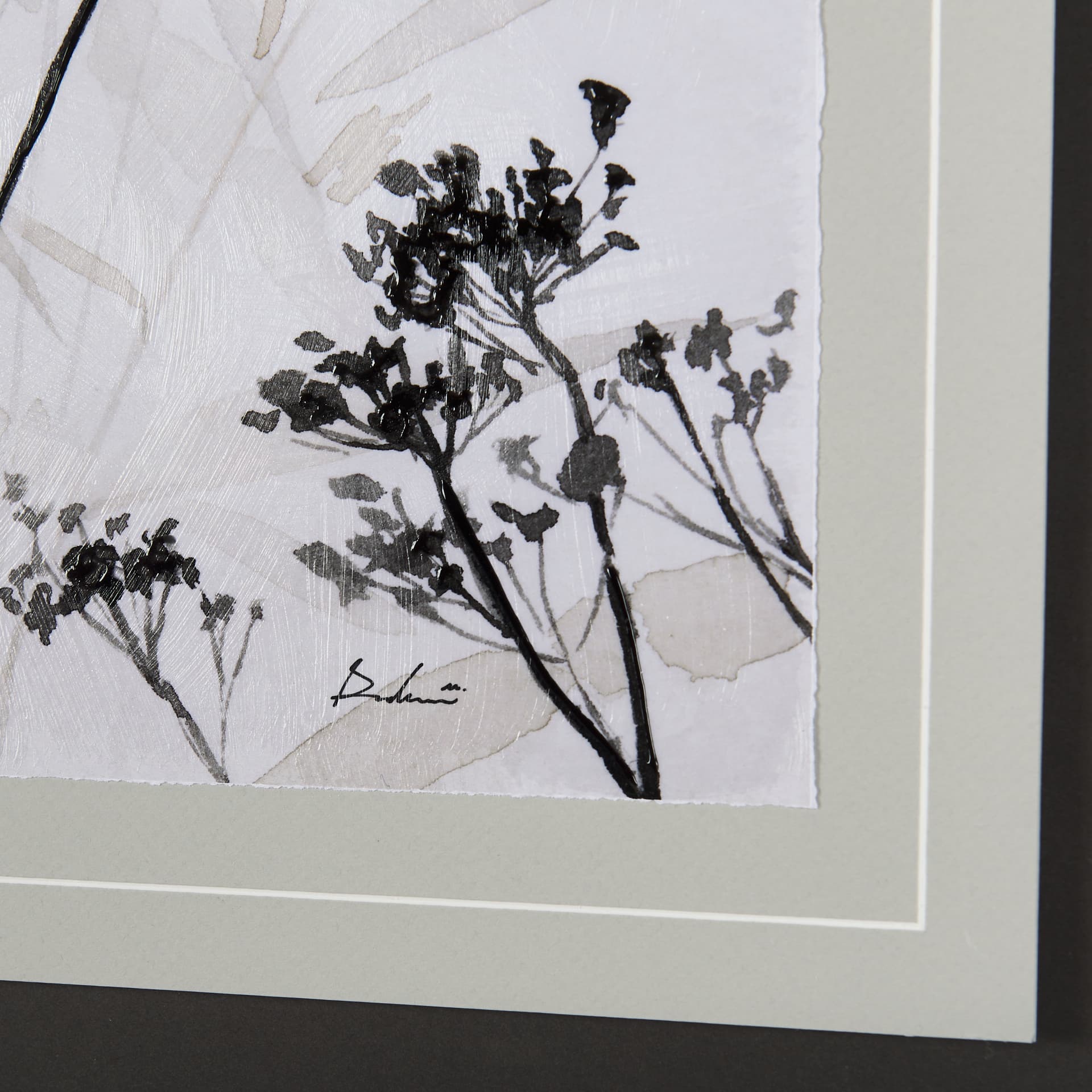 Meadow R by Mercana Studio a Hand Embellished Textured Framed Art Print Matted under Glass — product photograph