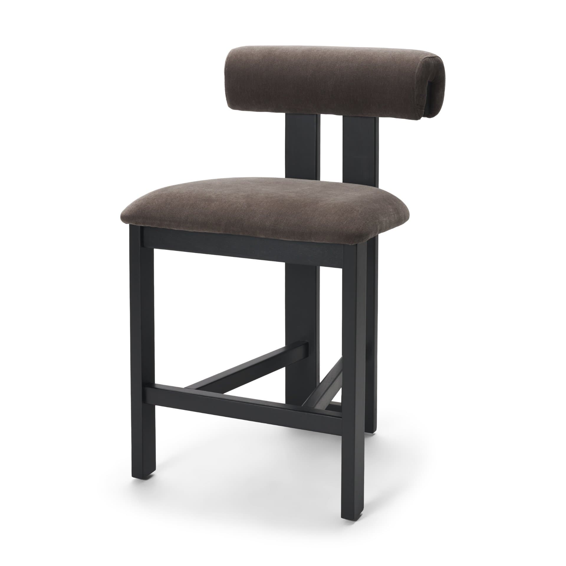 Tribeca Open Back 36.5in Seat Counter Stool | Charcoal Fabric w/ Wood — product photograph