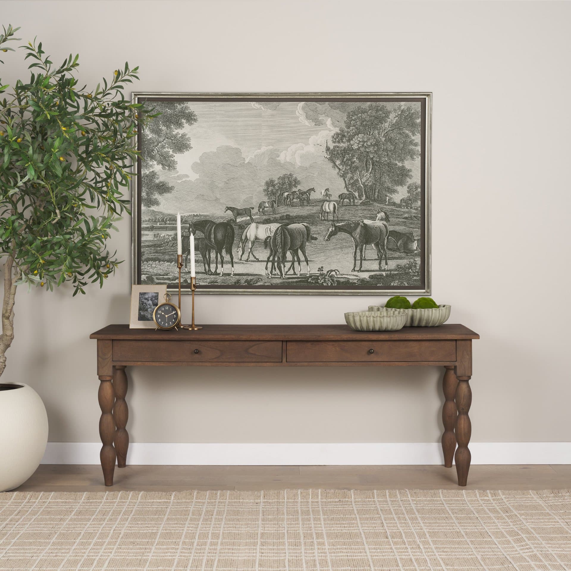 Equestrian Scenes I by Vision Studio a Hand Embellished Textured Framed Art Print Matted under Glass — in a styled room