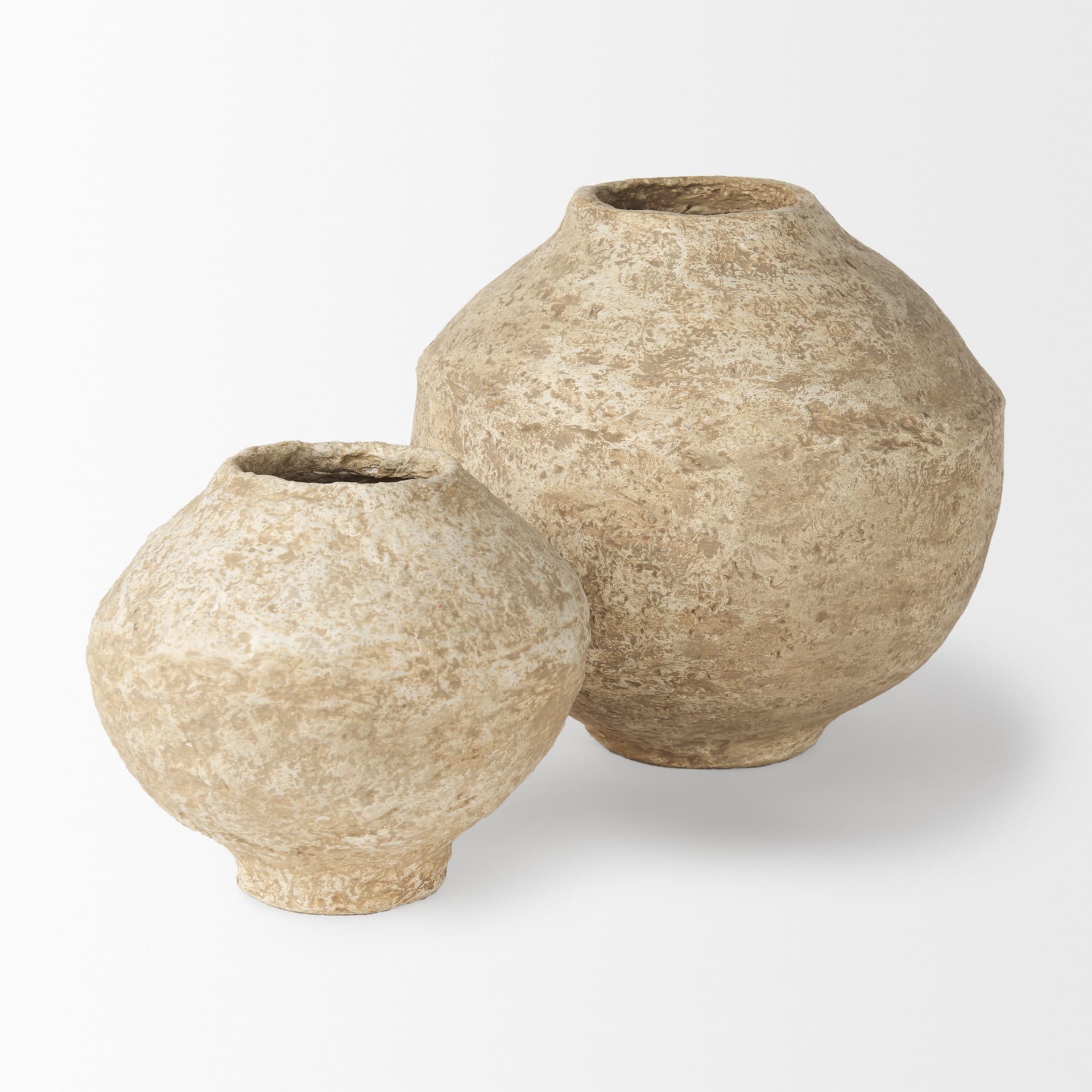 Ritu Small Beige Paper Mache Pot Vase — product photograph