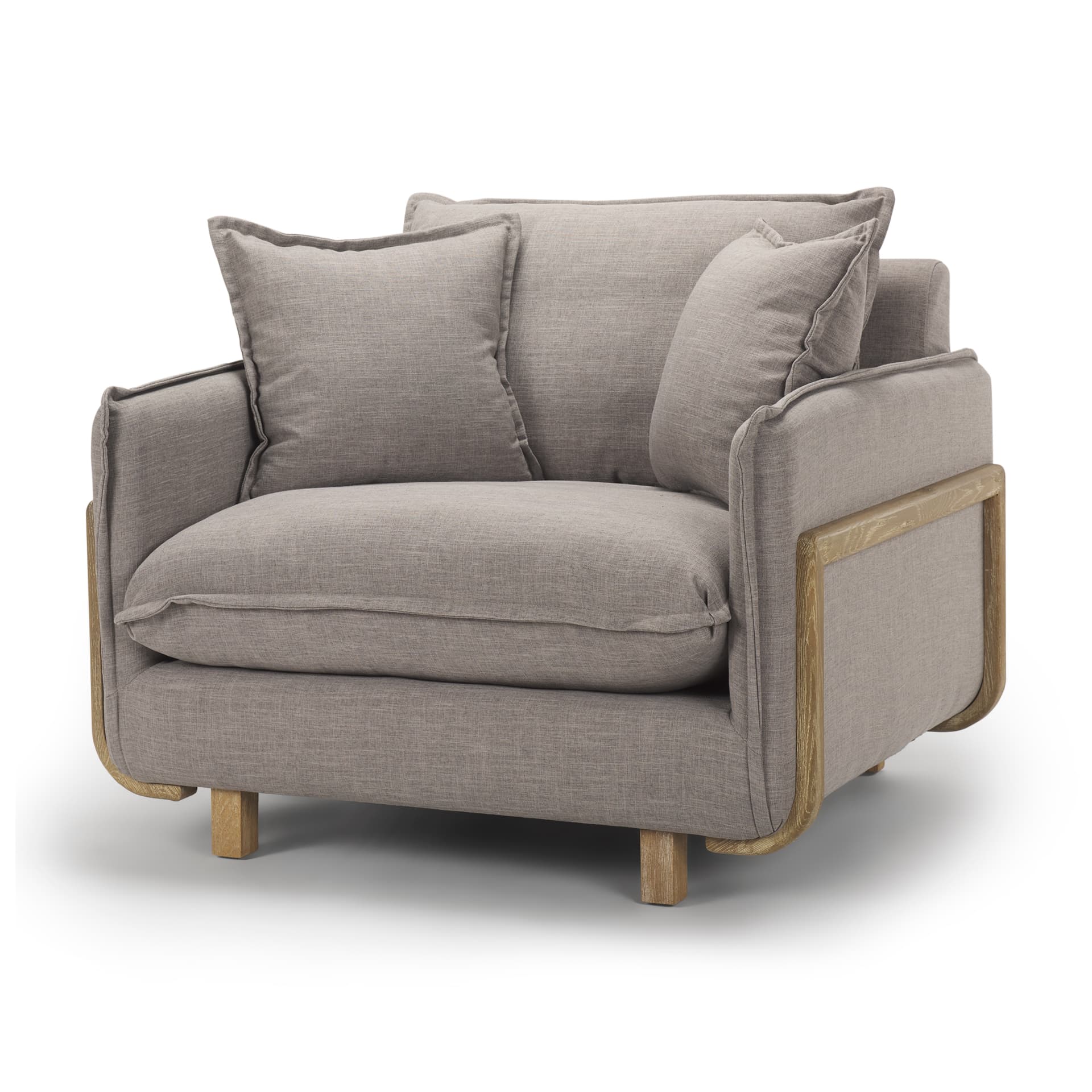 Roy II Flint Gray Upholstered and Brown Wood Frame Arm Chair — product photograph