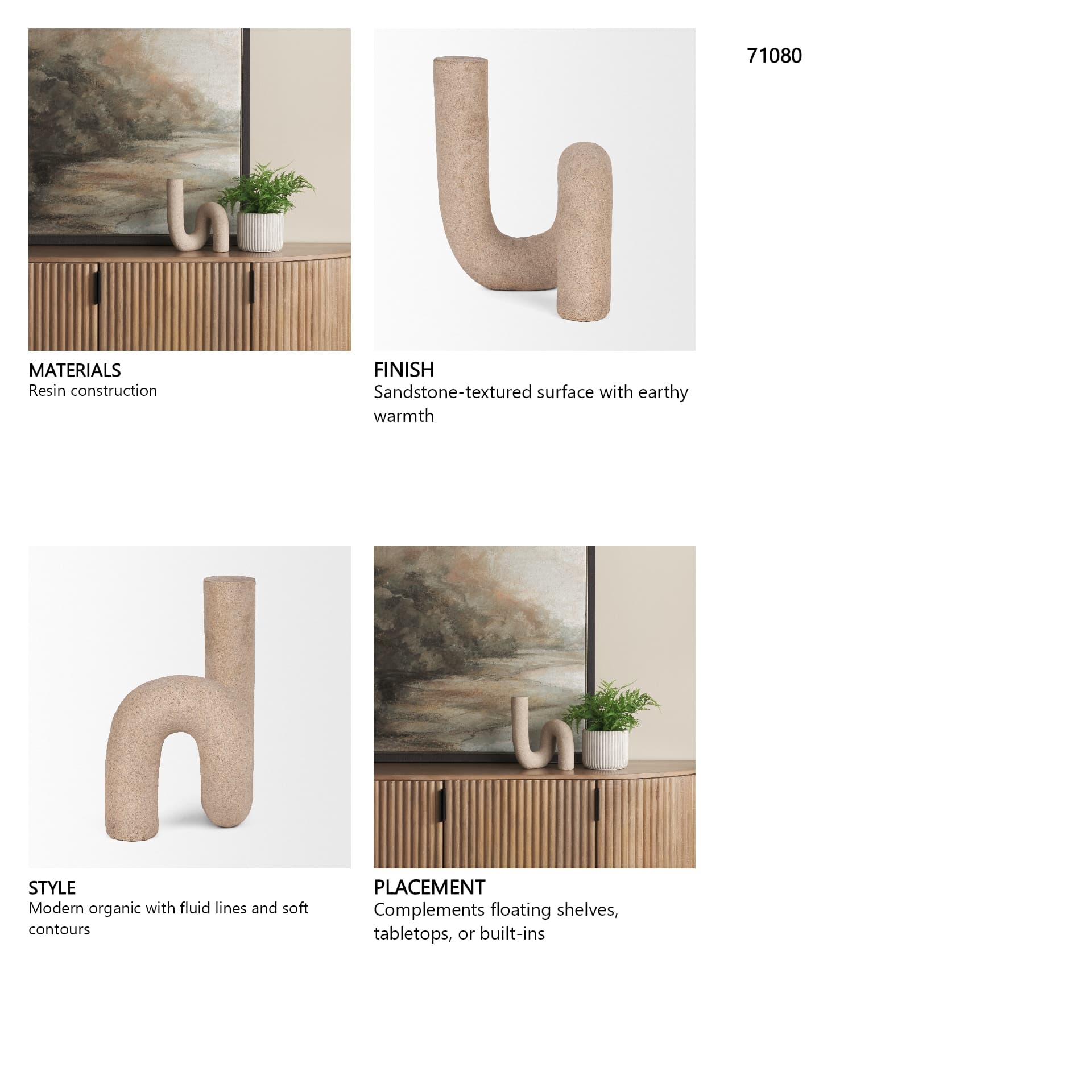 Kailyn Resin Textured Concrete Gray Decorative Object — in a styled room