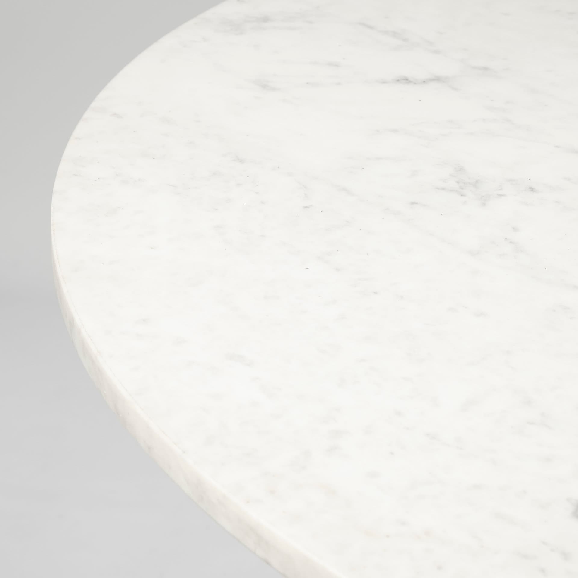 Tanner 48" Round Pedestal Dining Table | Modern | White Marble & Black Metal | Seats 4 — product photograph