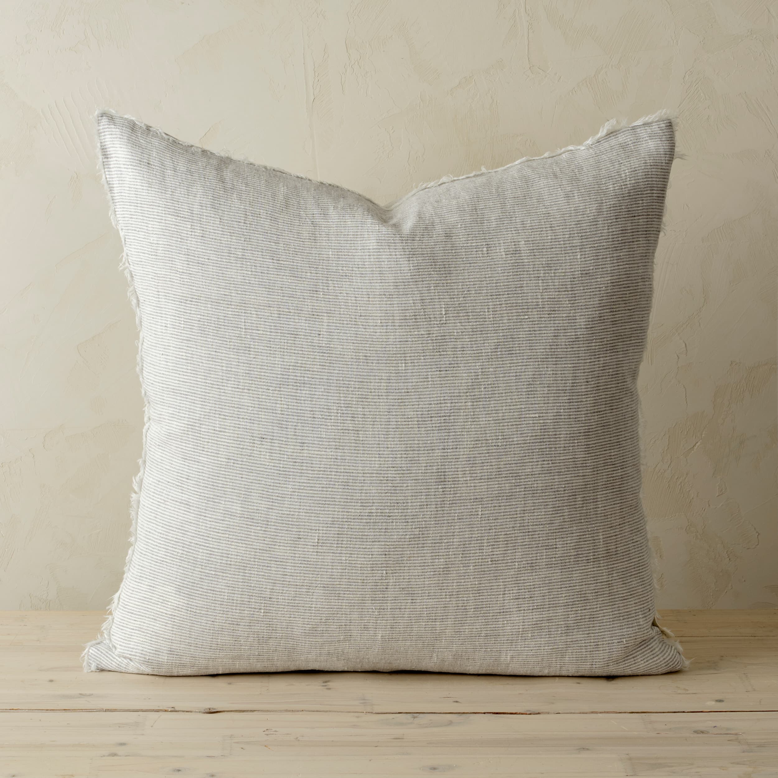 Lina 24x24 Grey Linen Decorative Pillow Cover — product photograph