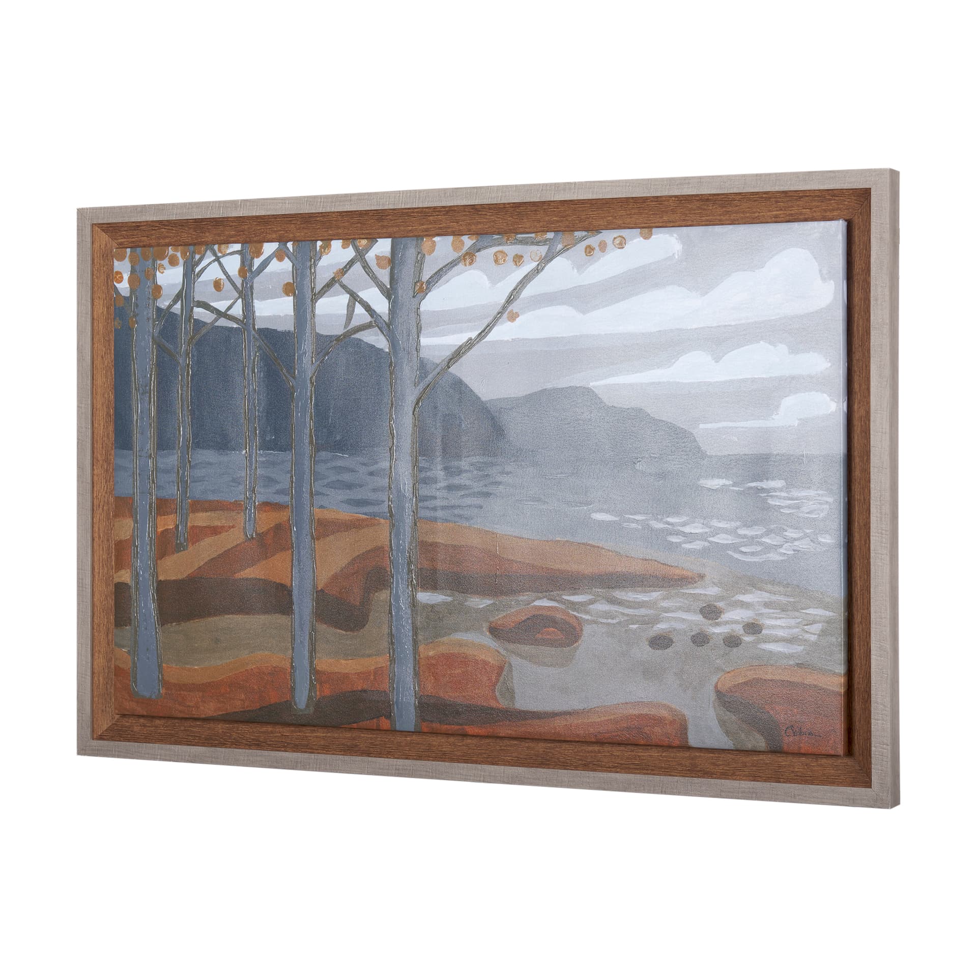 Gray Day by Mercana Studio a Hand Embellished Textured Framed Canvas — product photograph