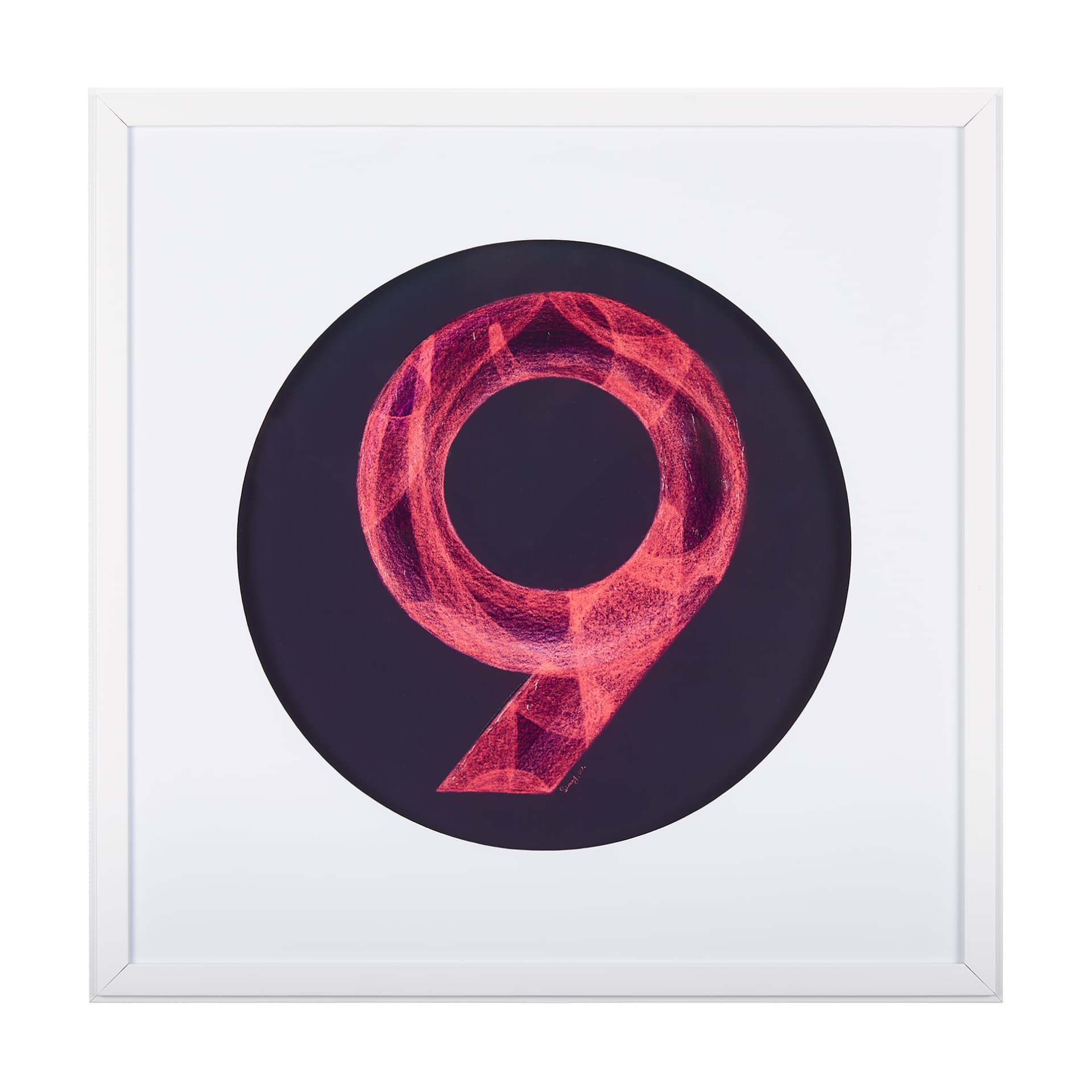Numbers IX by Mercana Studio a Hand Embellished Textured Framed Art Print Matted under Glass — product photograph