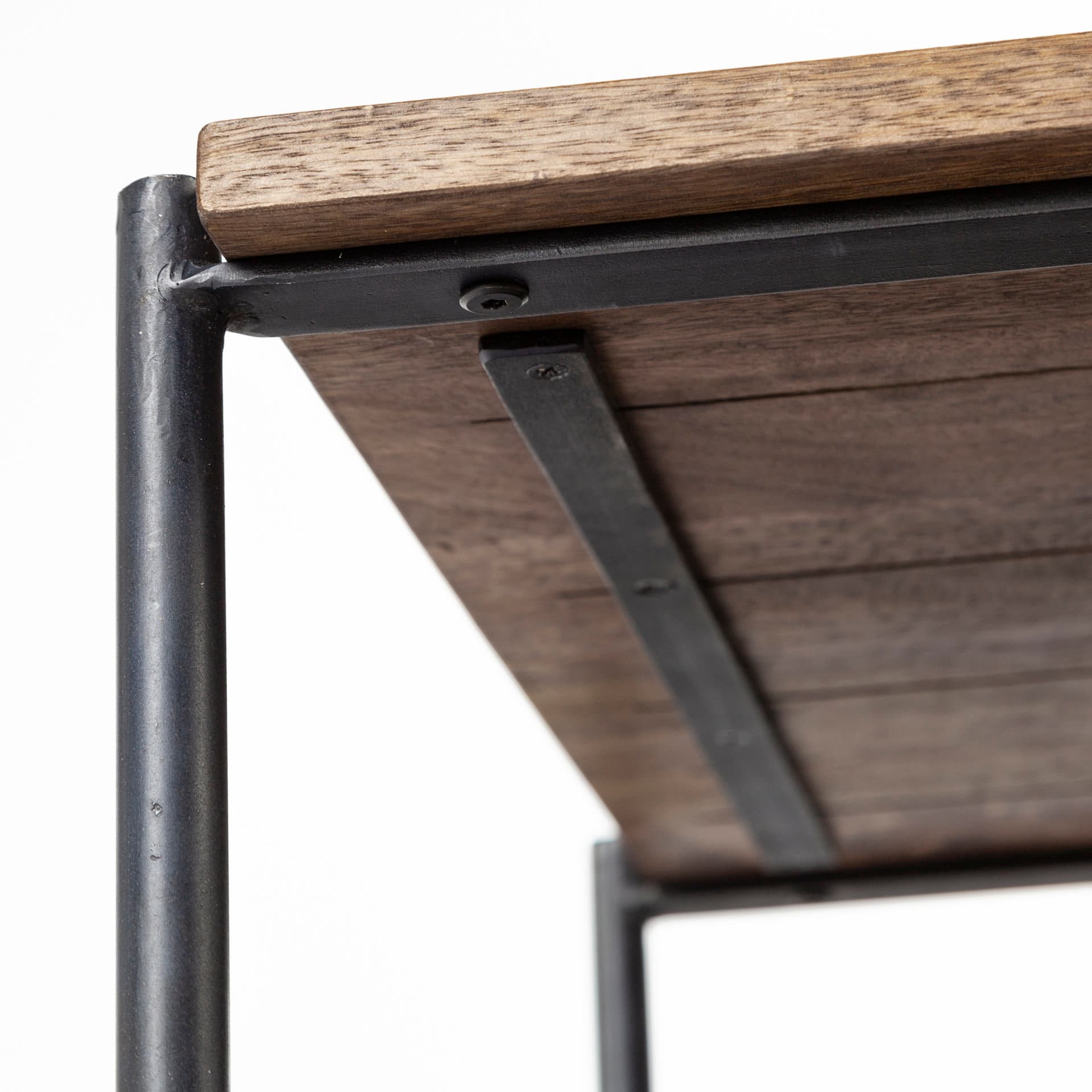 Glenn I 20L x 21W x 24H Dark Brown Wood w/ Black Iron Frame Square End/Side Table — product photograph