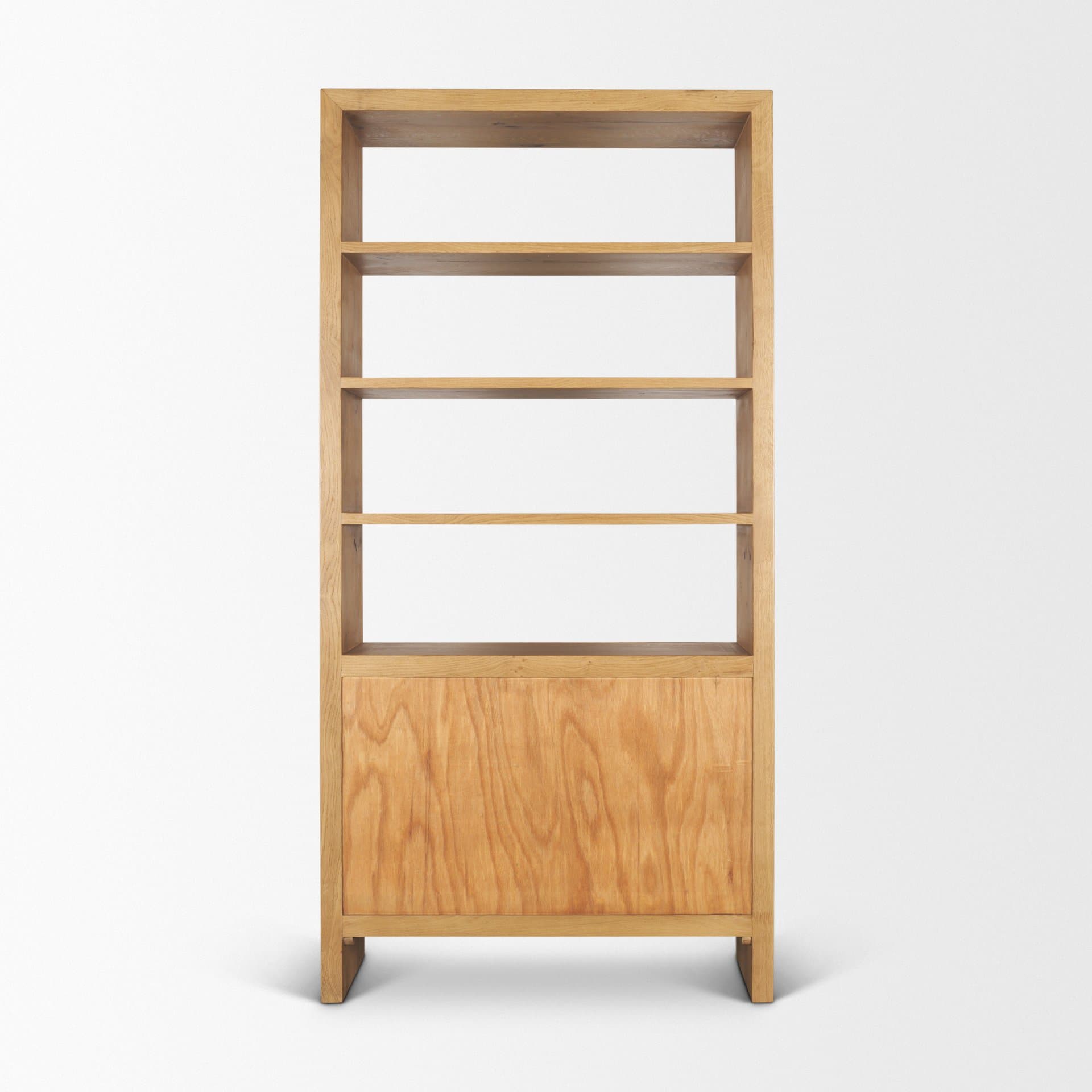 Belford 2-Door Open Light Brown Oak Wood Shelving Unit — product photograph