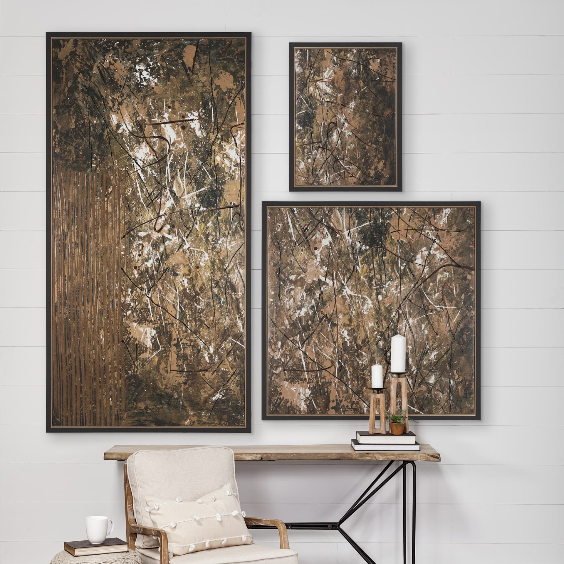 Chaos & Order IV by Chad Warren a Hand Embellished Textured Framed Canvas — in a styled room