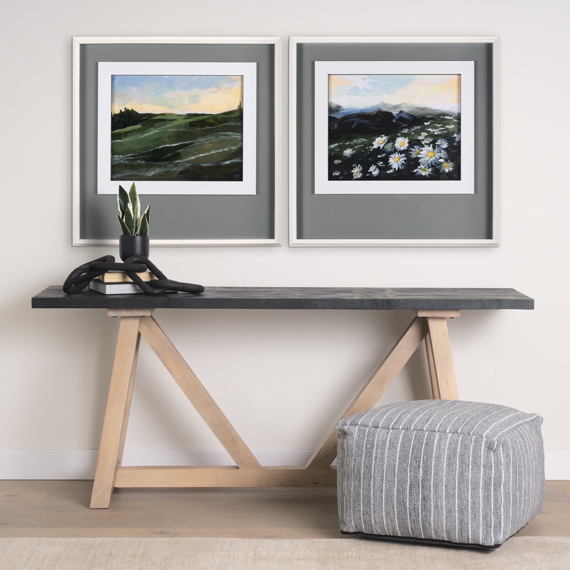 Sunrise Valley II by Mercana Studio a Hand Embellished Textured Framed Art Print Matted under Glass — in a styled room
