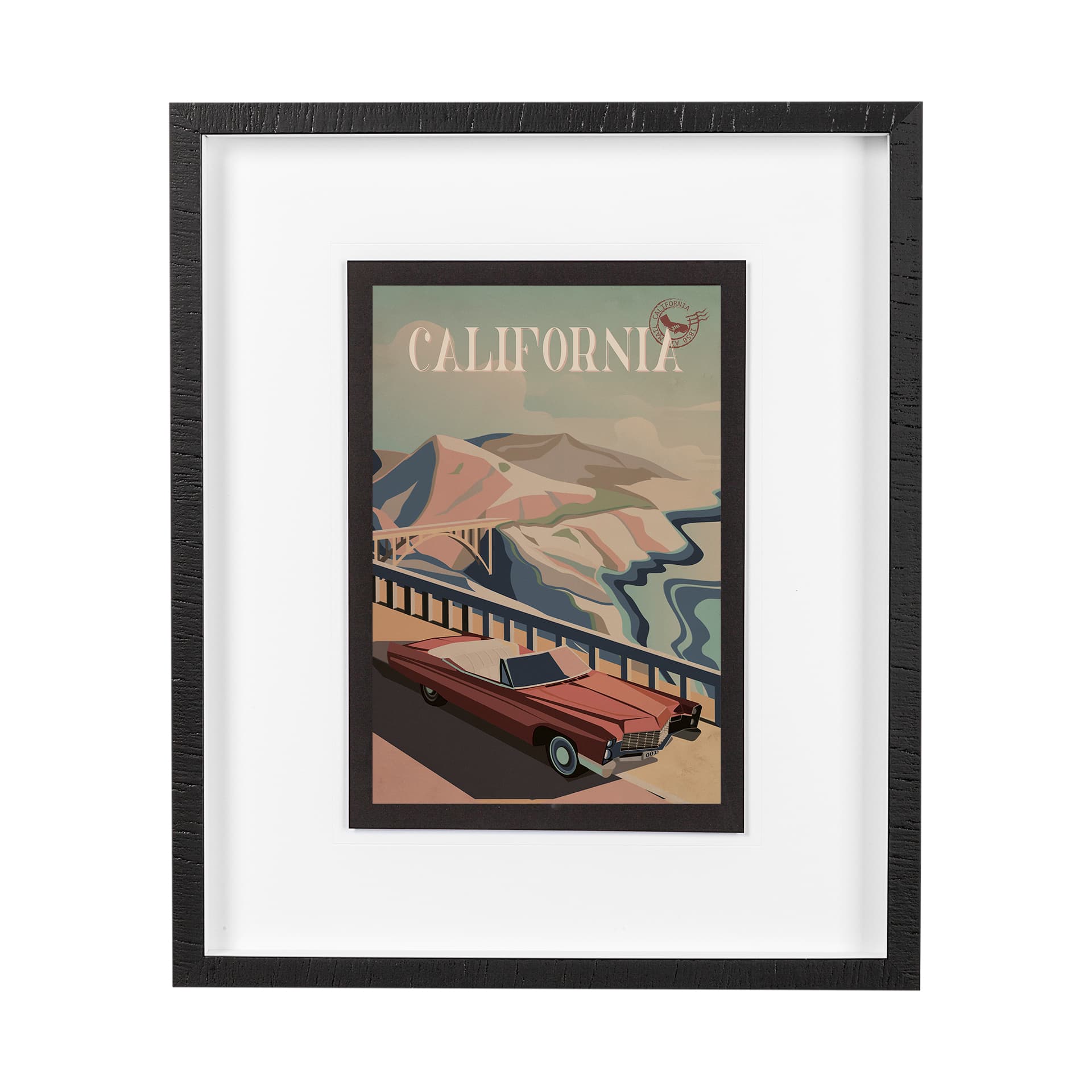 California Go USA (M) by Mercana Studio a Framed Art Print Matted under Glass — product photograph