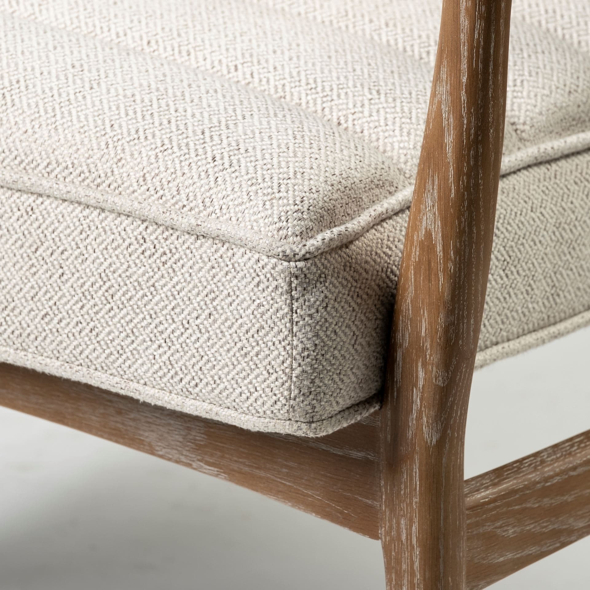 Ajax II Cream Fabric W/ Brown Wooden Frame Accent Chair — product photograph