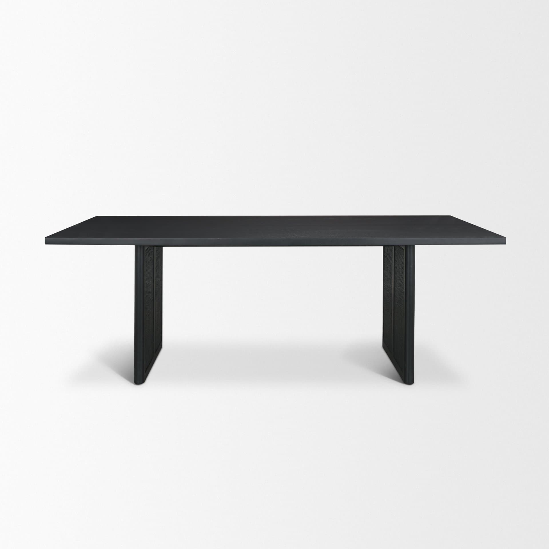 Grier 84"L x 38"W Dining Table | Modern | Black Wood & Black Wood/Cane | Seats 8 — product photograph