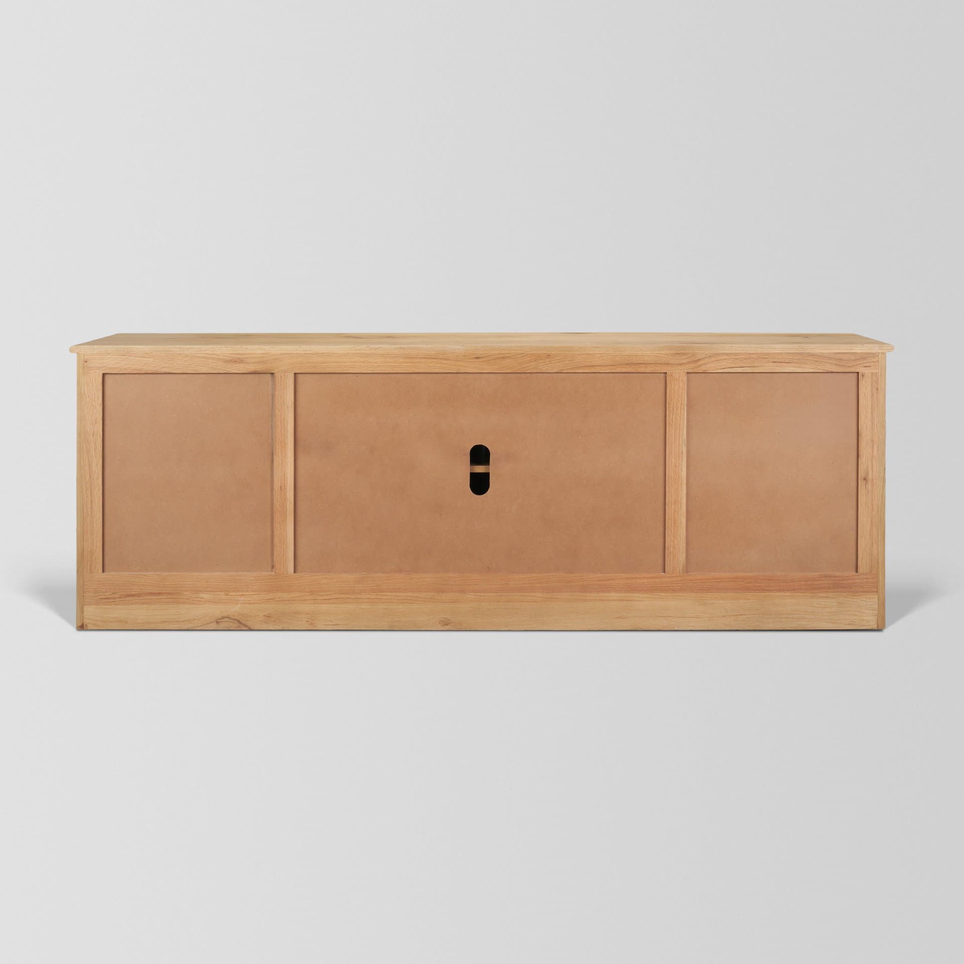 Carrington 82" 4 Door Closed Sideboard | Brown Oak Wood w/ Brass Hardware — product photograph