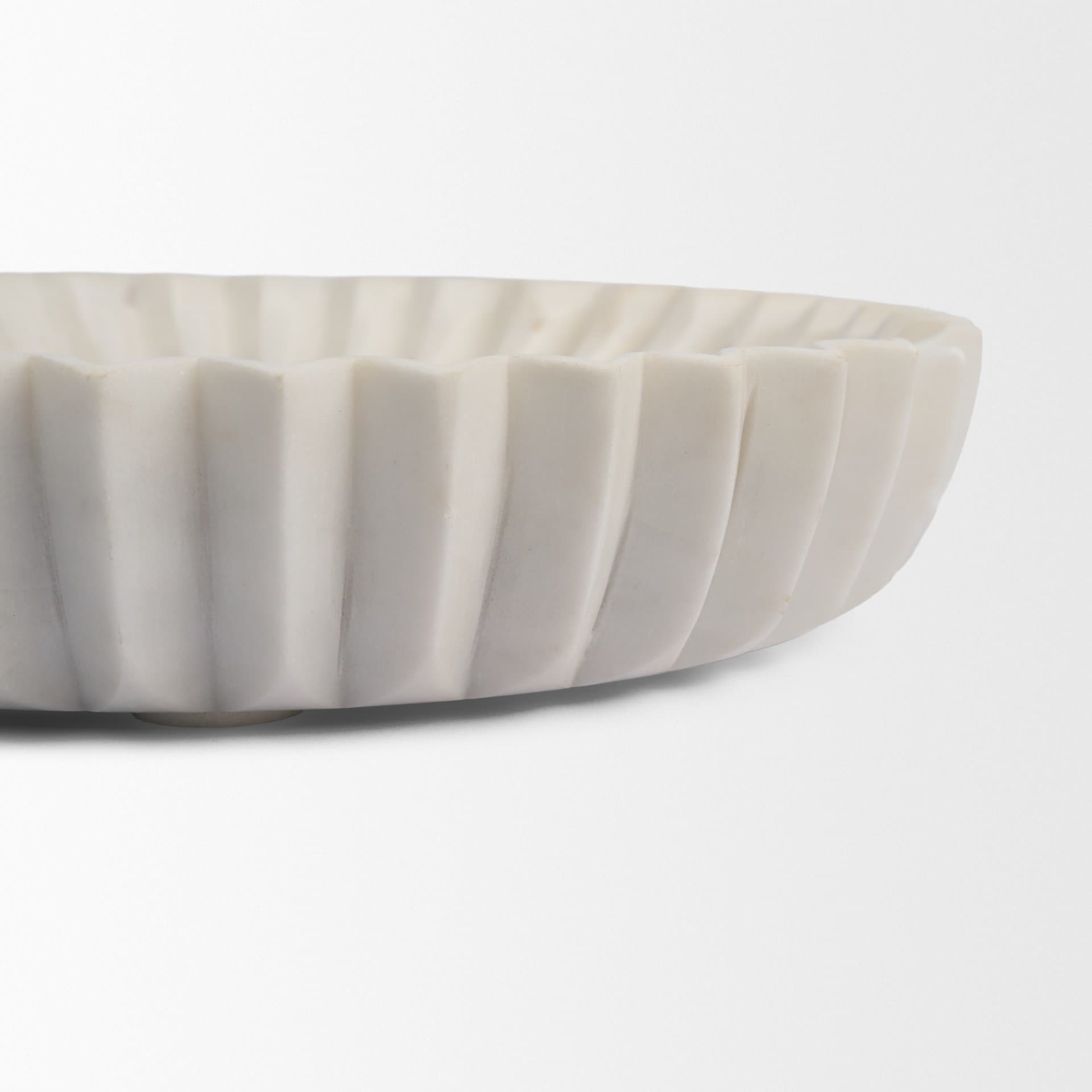 Fiora Round White Marble Scalloped Decorative Bowl — product photograph