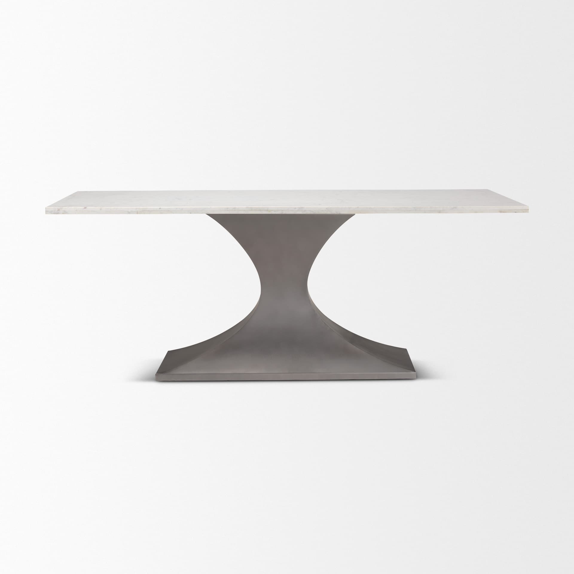 Maxton 79"L x 39"W Rectangular Pedestal Dining Table | White Marble & Gunmetal Metal | Seats 8 — product photograph