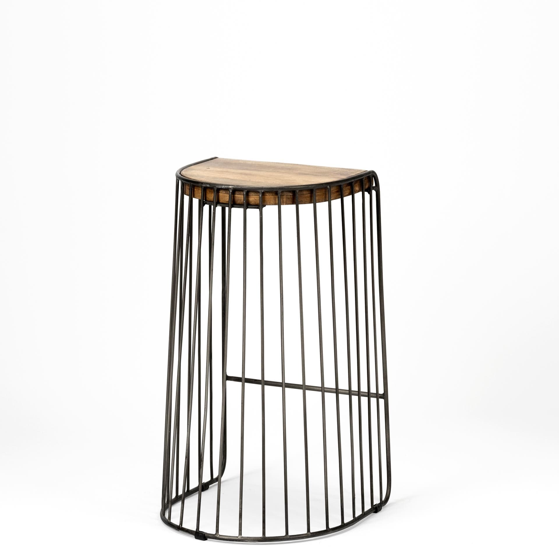 Seagram Backless 30.5in Seat Bar Stool | Brown Wood w/ Black Metal — product photograph