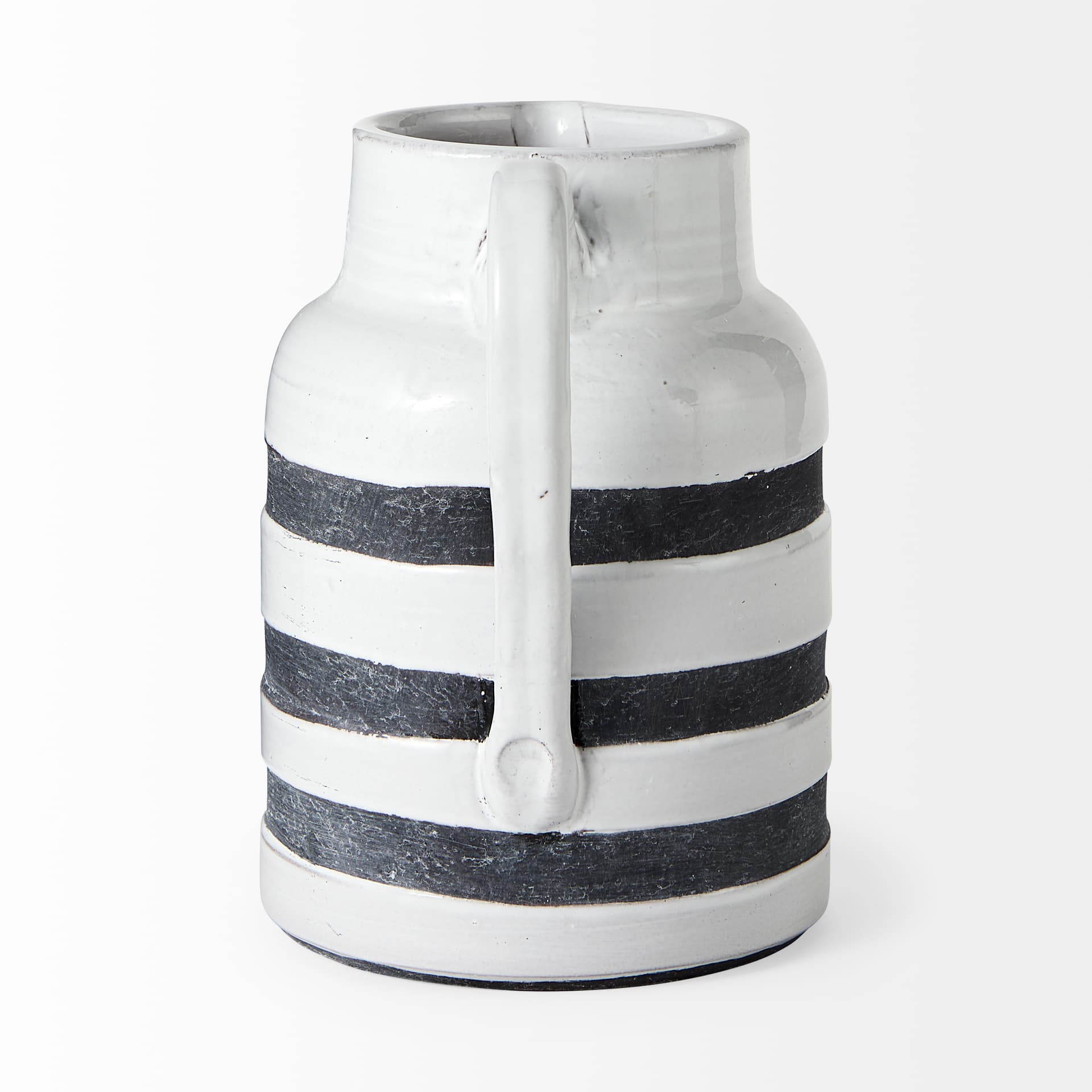 Harmon II Large White w/ Charcoal Stripes Ceramic Jug — product photograph