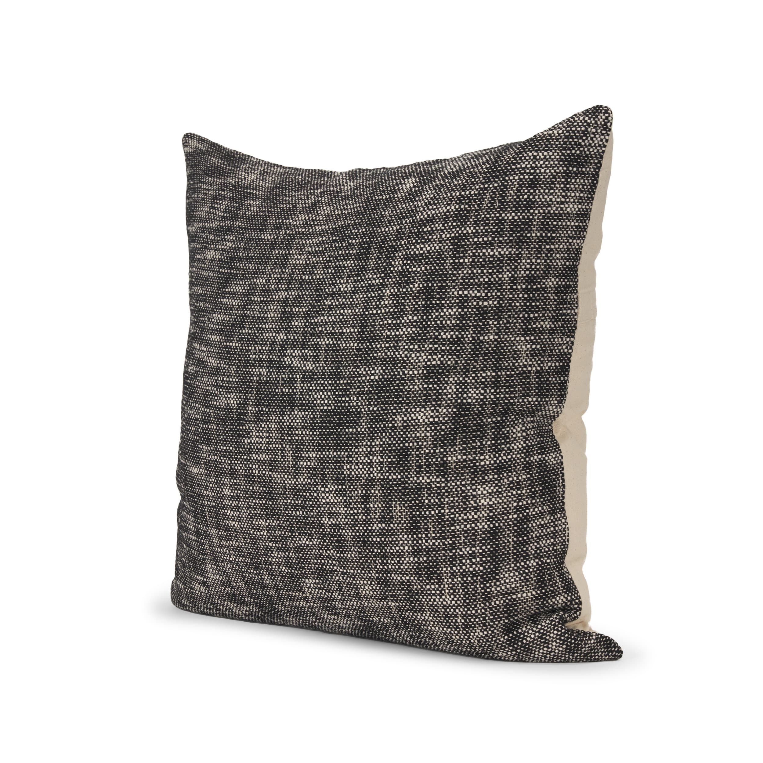 Jalia 20x20 Cream and Black Cotton Decorative Square Pillow Cover — product photograph