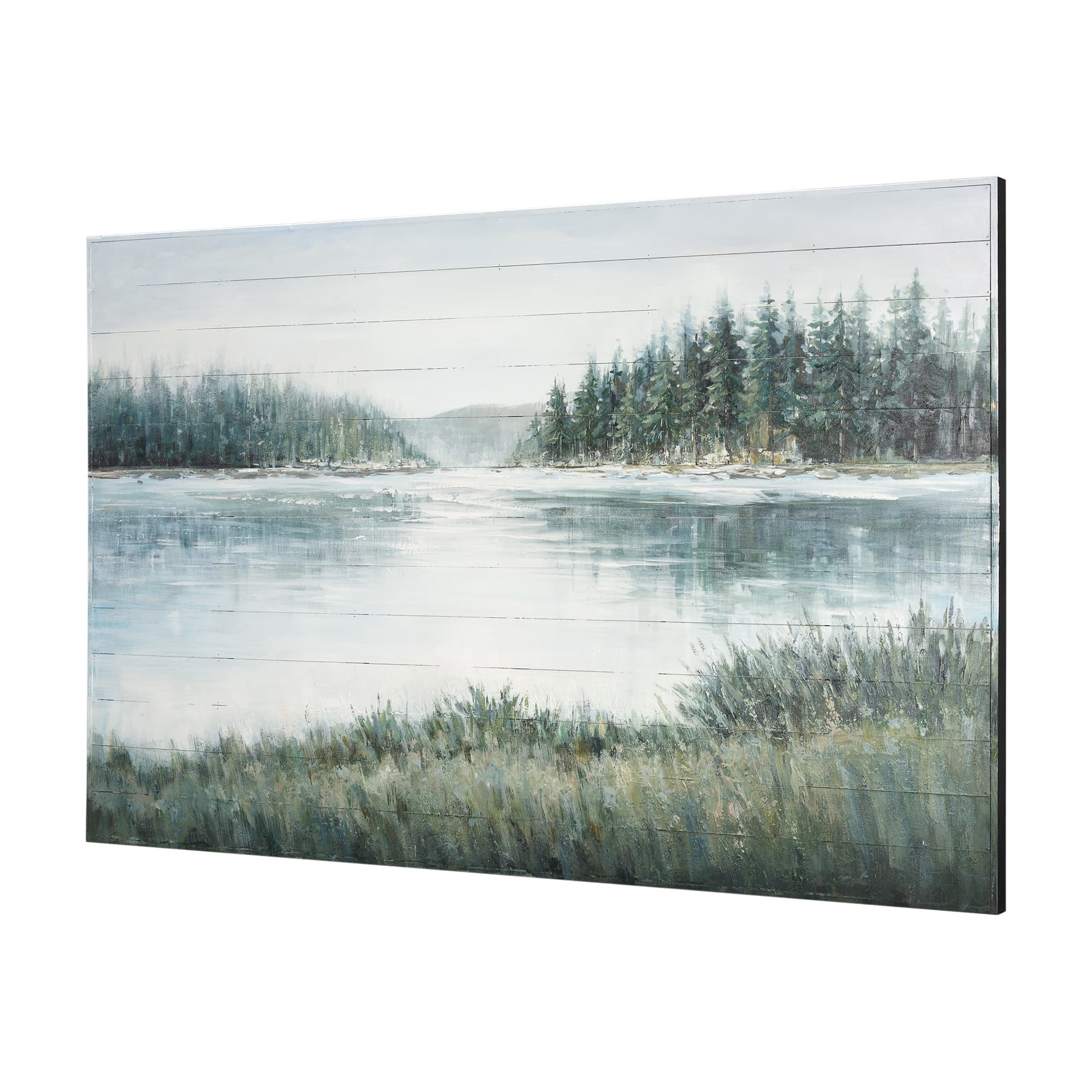 Mere Pond Lake 60x40 Hand Painted on Wood Oil Painting — product photograph