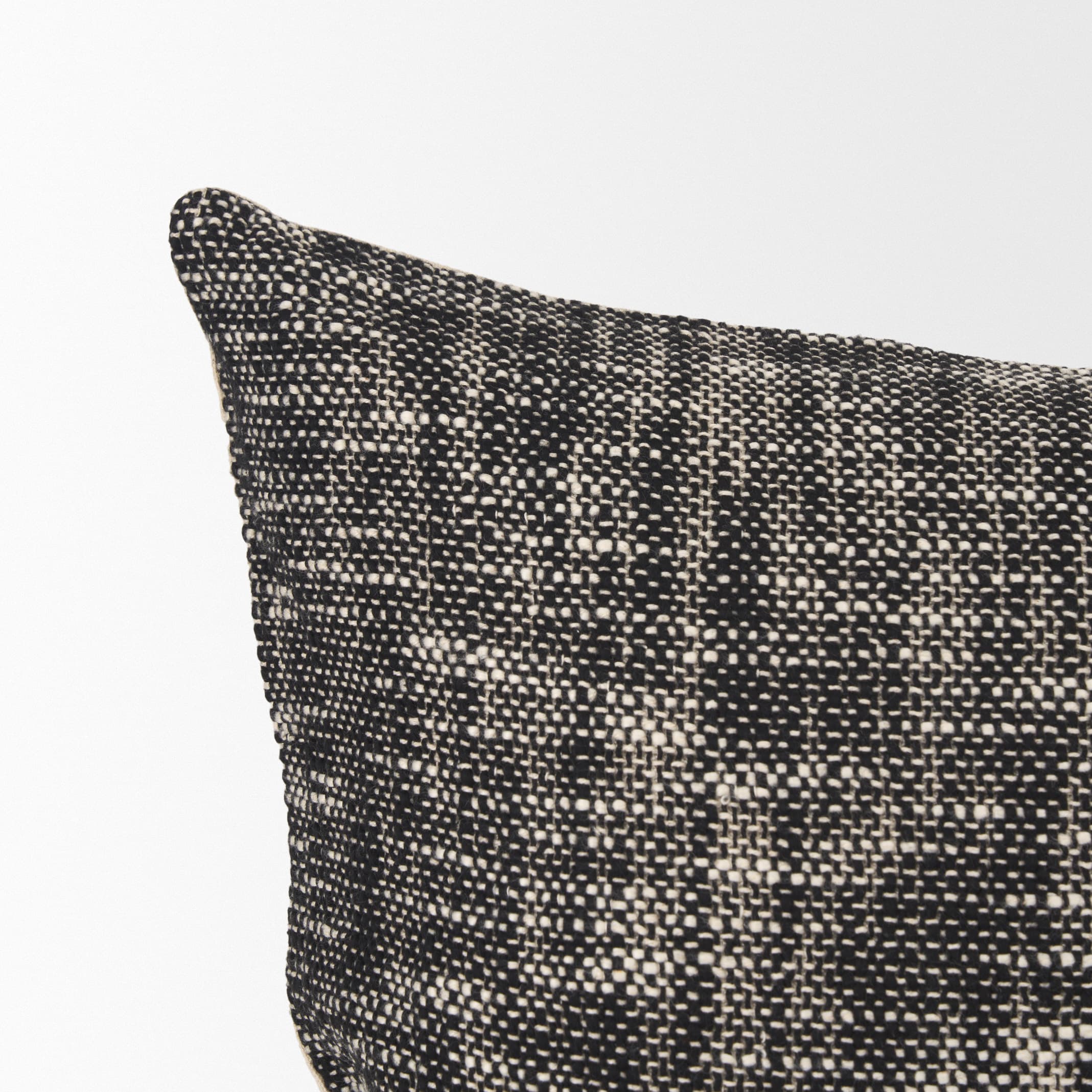 Jalia 20x20 Cream and Black Cotton Decorative Square Pillow Cover — product photograph