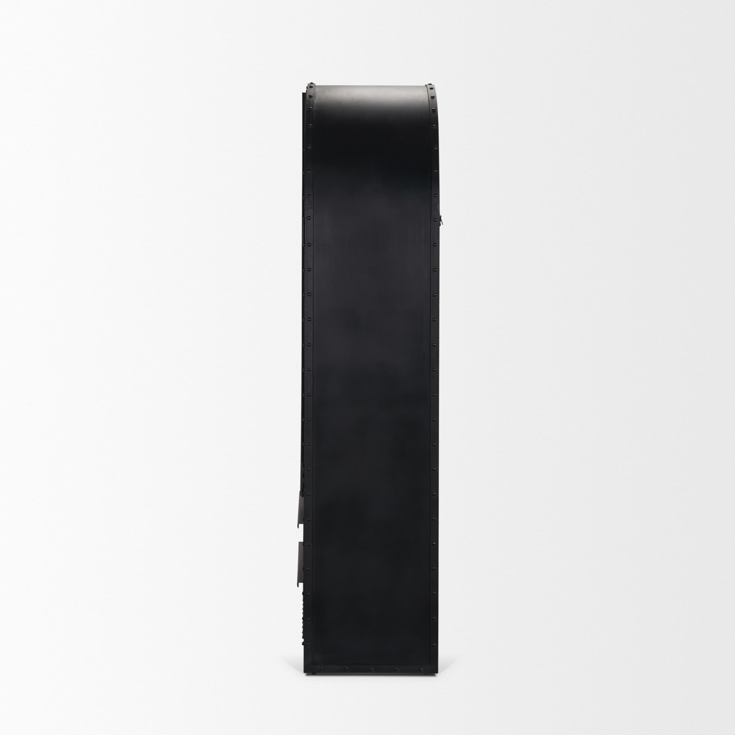 Gehry 72.3" H Dark Brown Metal Brown Wood and Glass Door Display Cabinet — product photograph